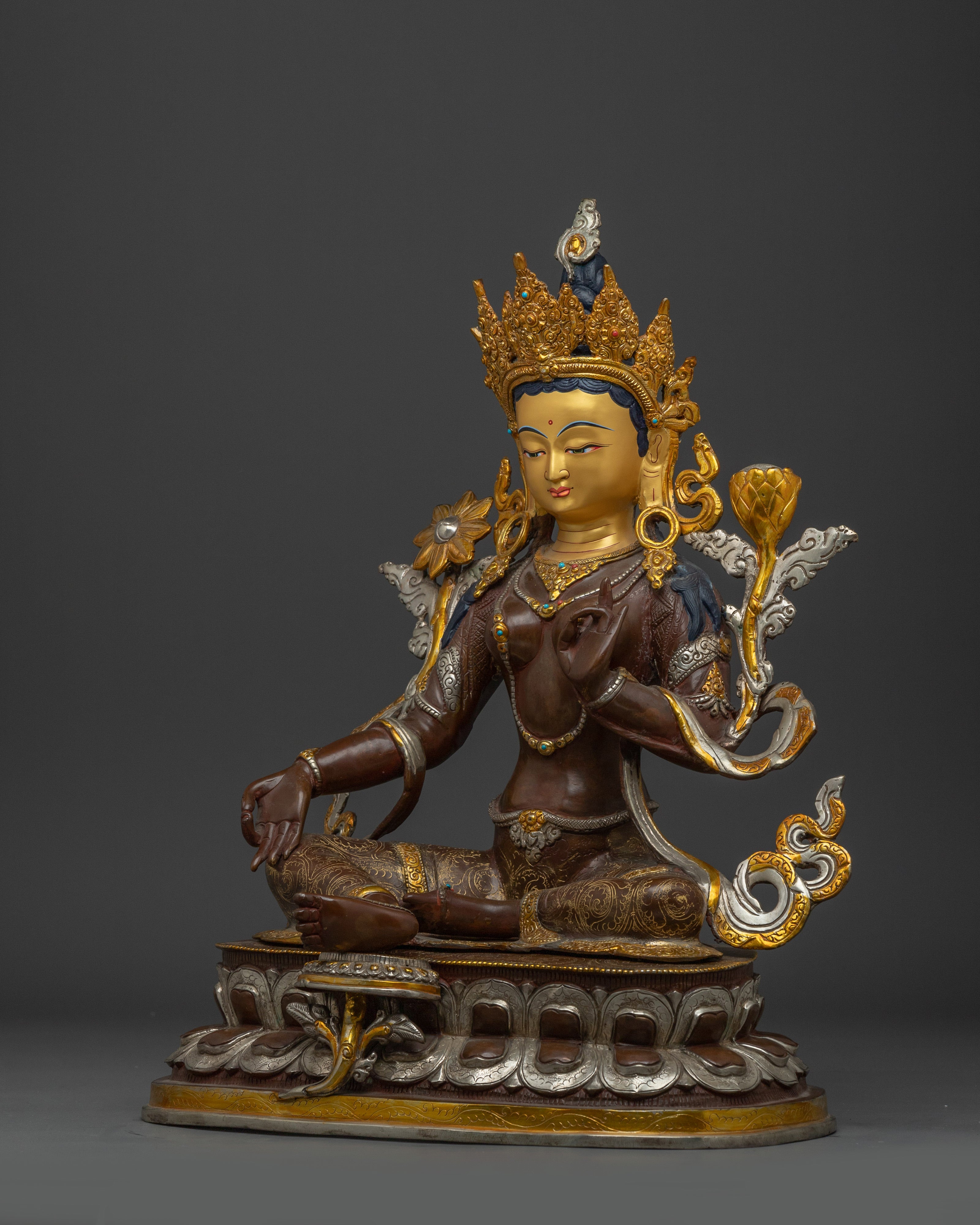 Serene Bodhisattva Green Tara Statue | Swift Savior and Rescuer