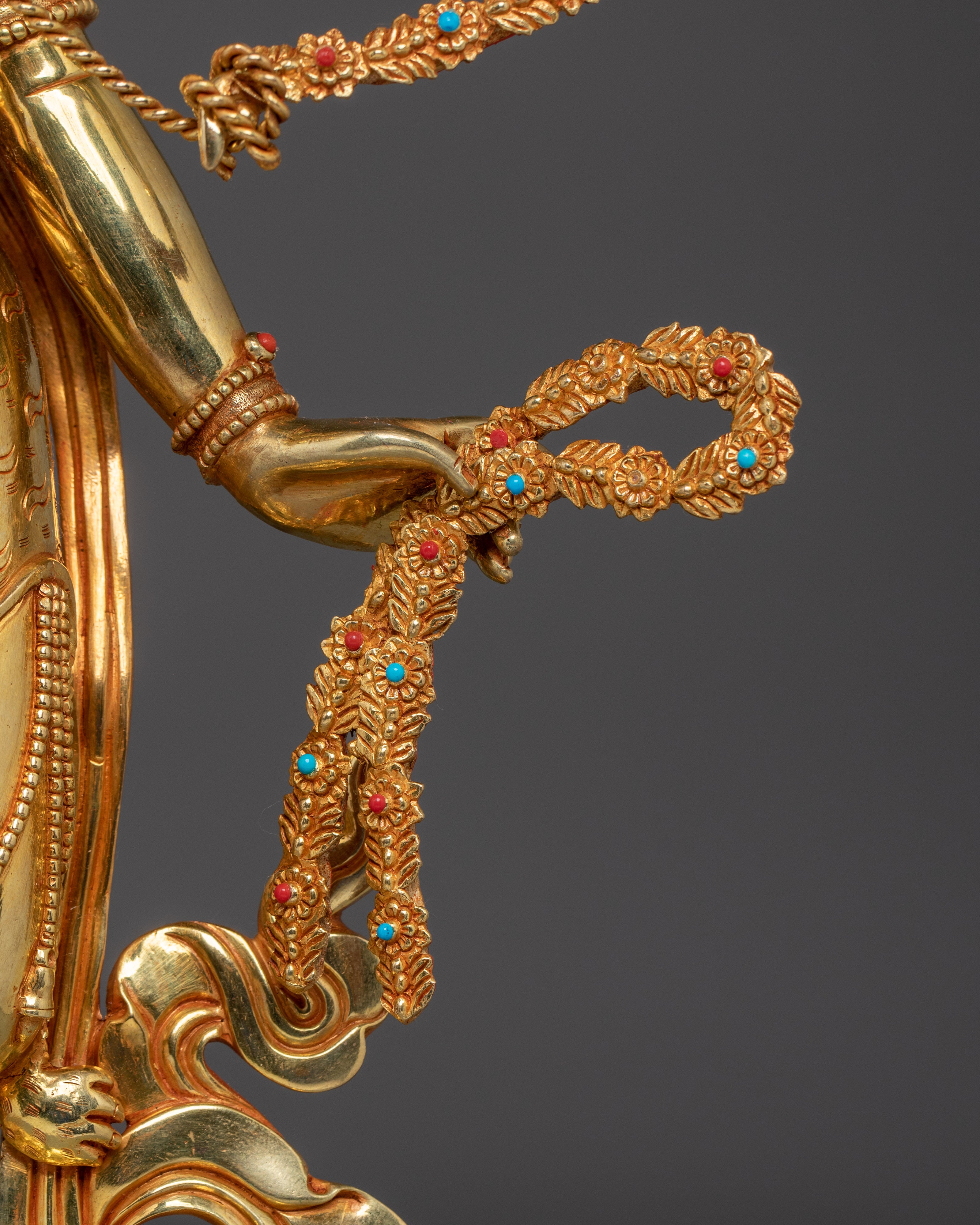 Kurukulla Copper Statue Gilded in 24K Gold | Buddhist Dakini of Enchantment