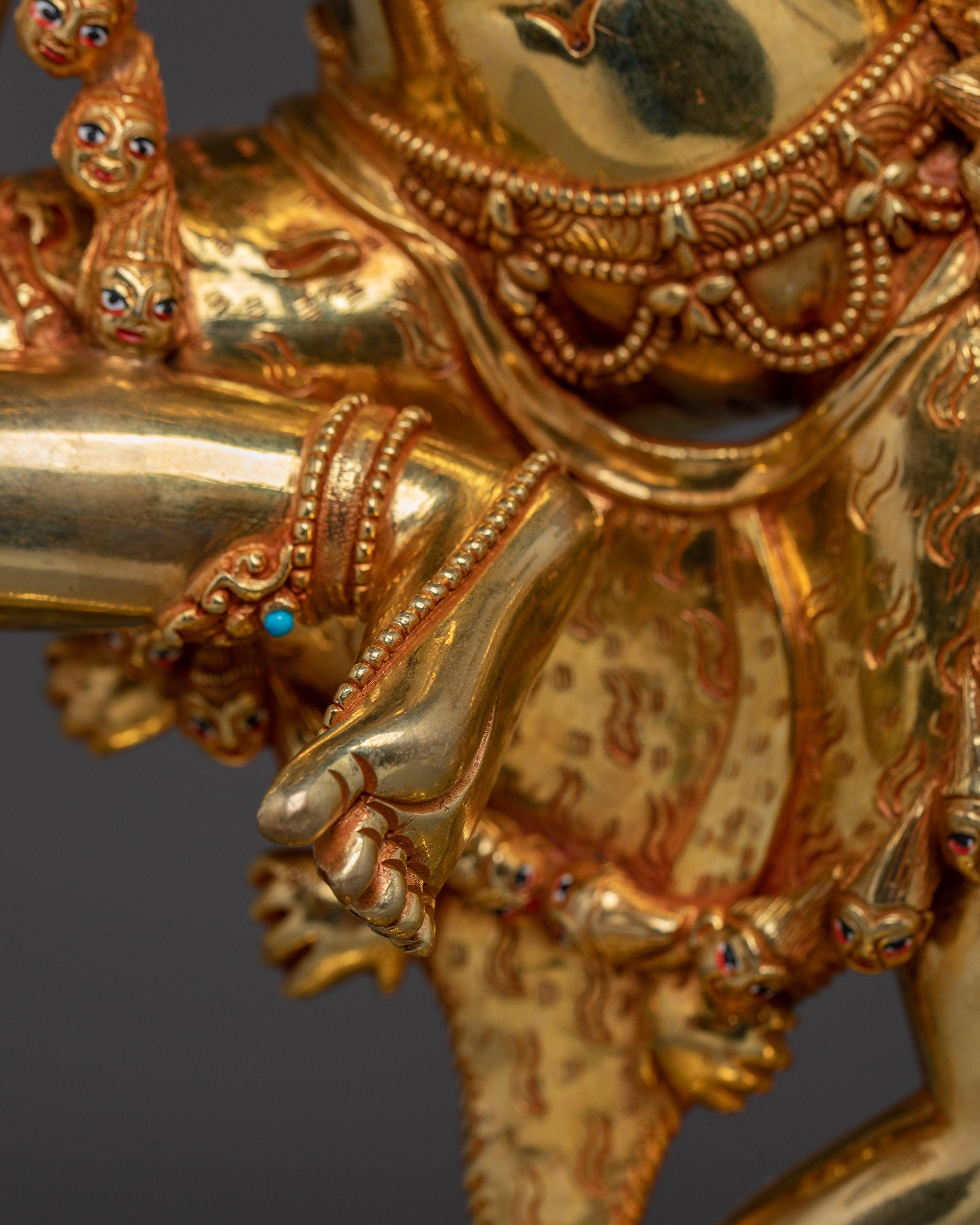 Kurukulla Copper Statue Gilded in 24K Gold | Buddhist Dakini of Enchantment