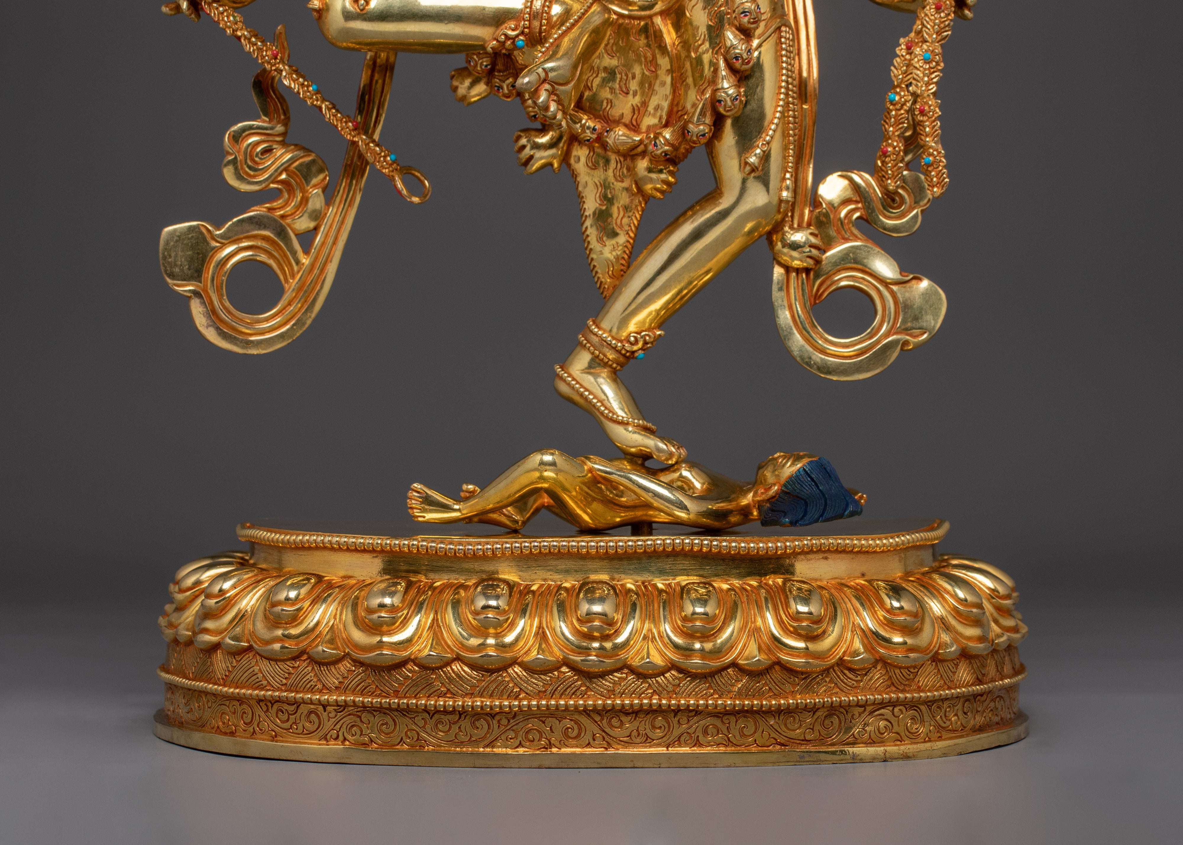 Kurukulla Copper Statue Gilded in 24K Gold | Buddhist Dakini of Enchantment