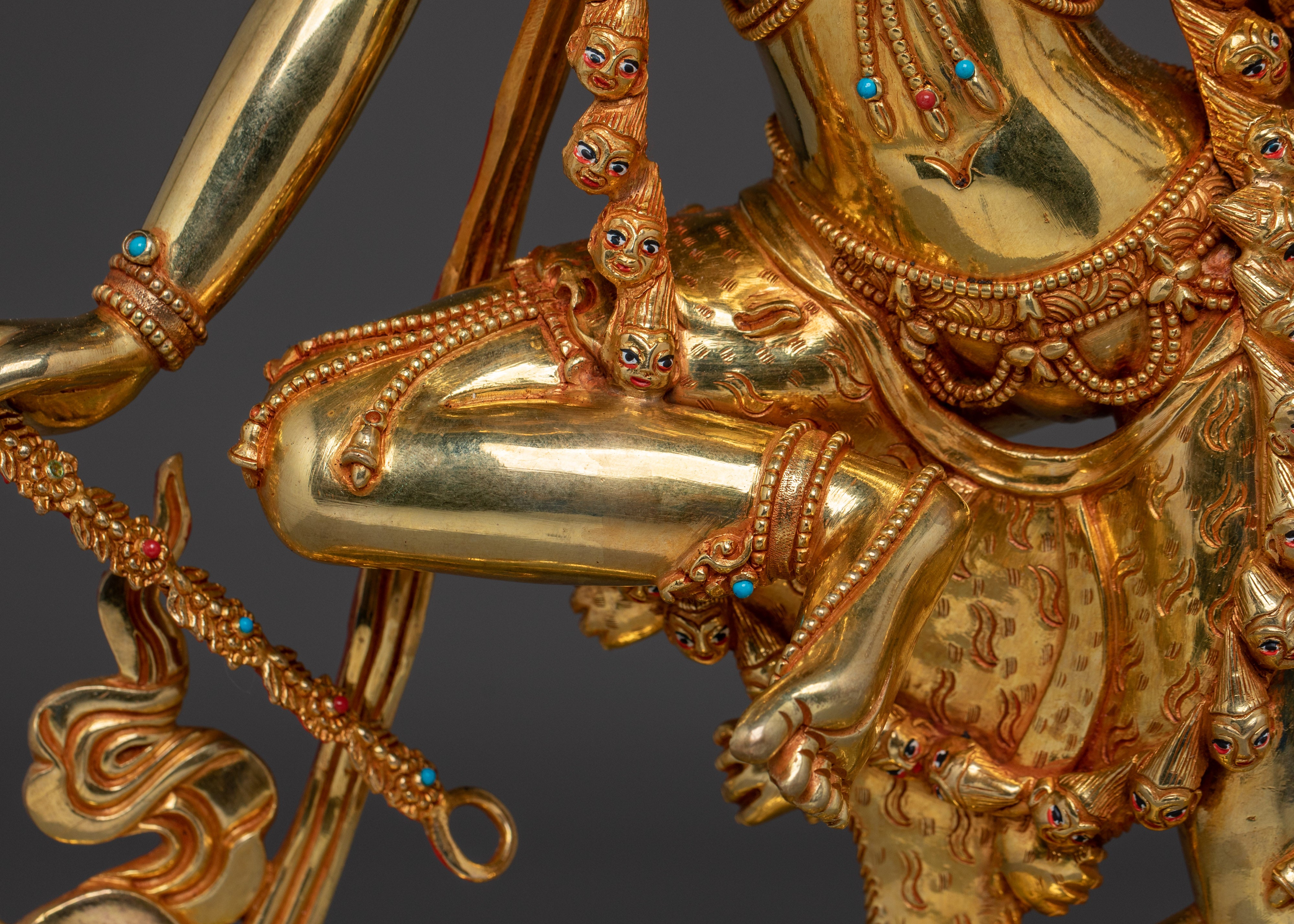 Kurukulla Copper Statue Gilded in 24K Gold | Buddhist Dakini of Enchantment