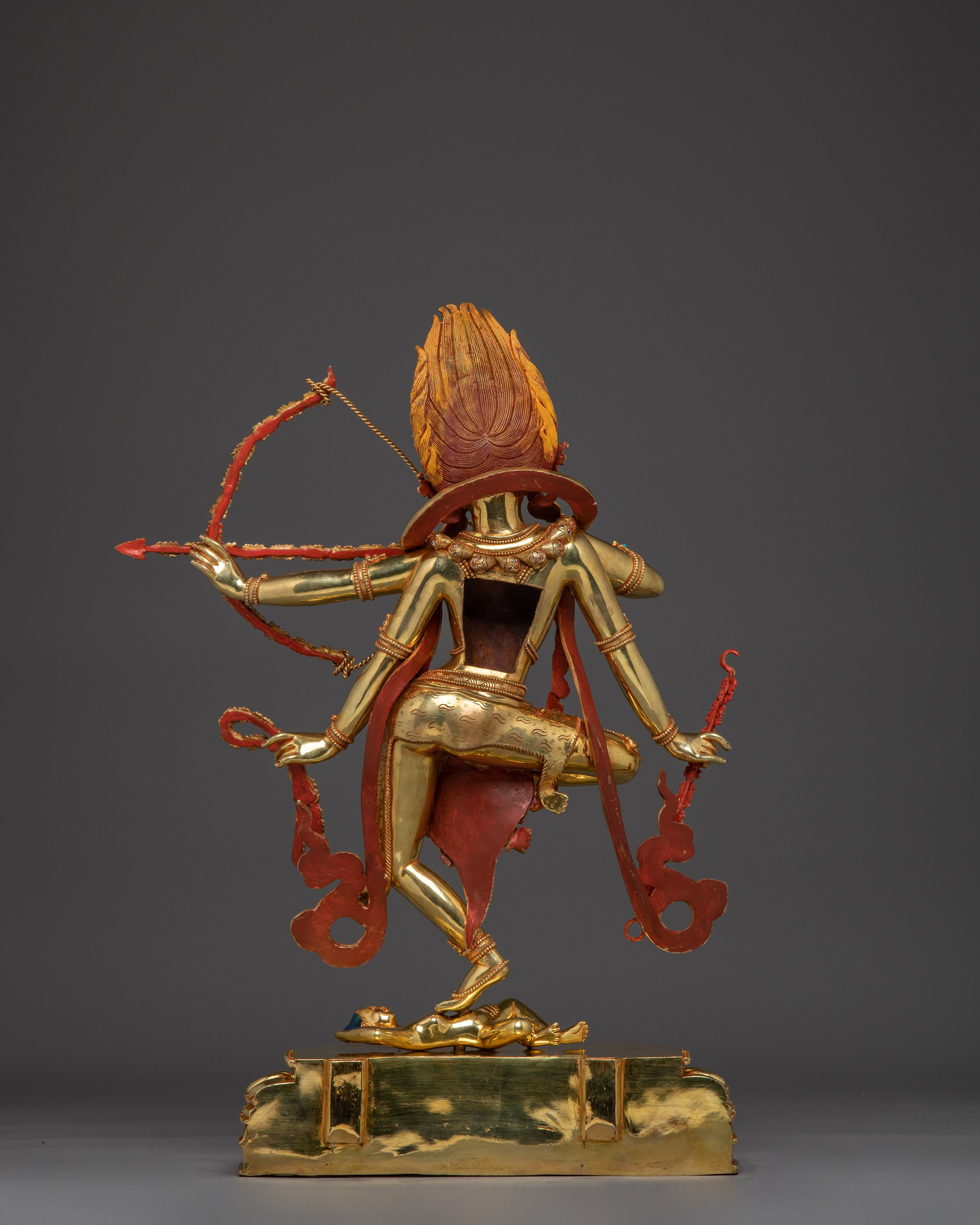 Kurukulla Copper Statue Gilded in 24K Gold | Buddhist Dakini of Enchantment