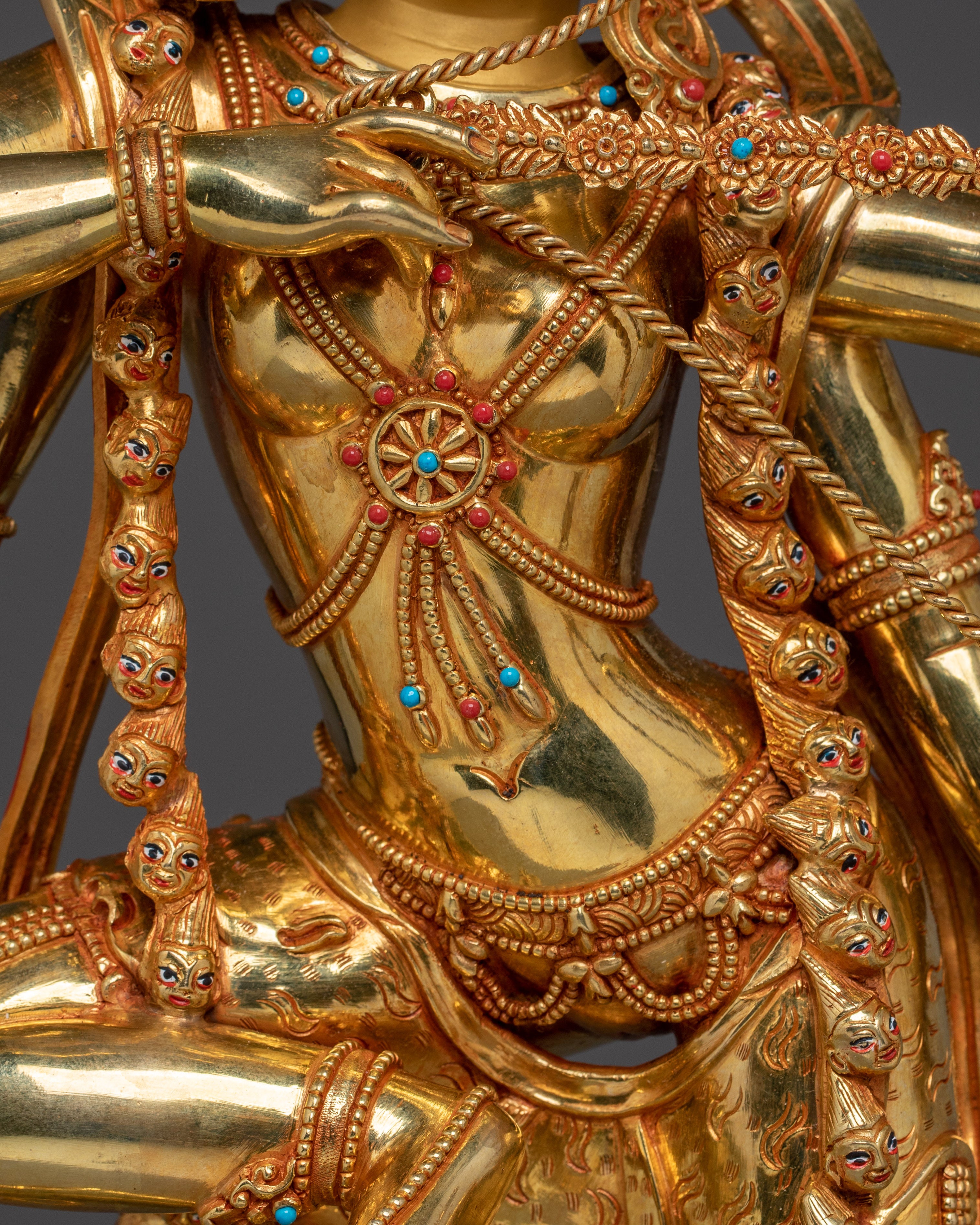 Kurukulla Copper Statue Gilded in 24K Gold | Buddhist Dakini of Enchantment