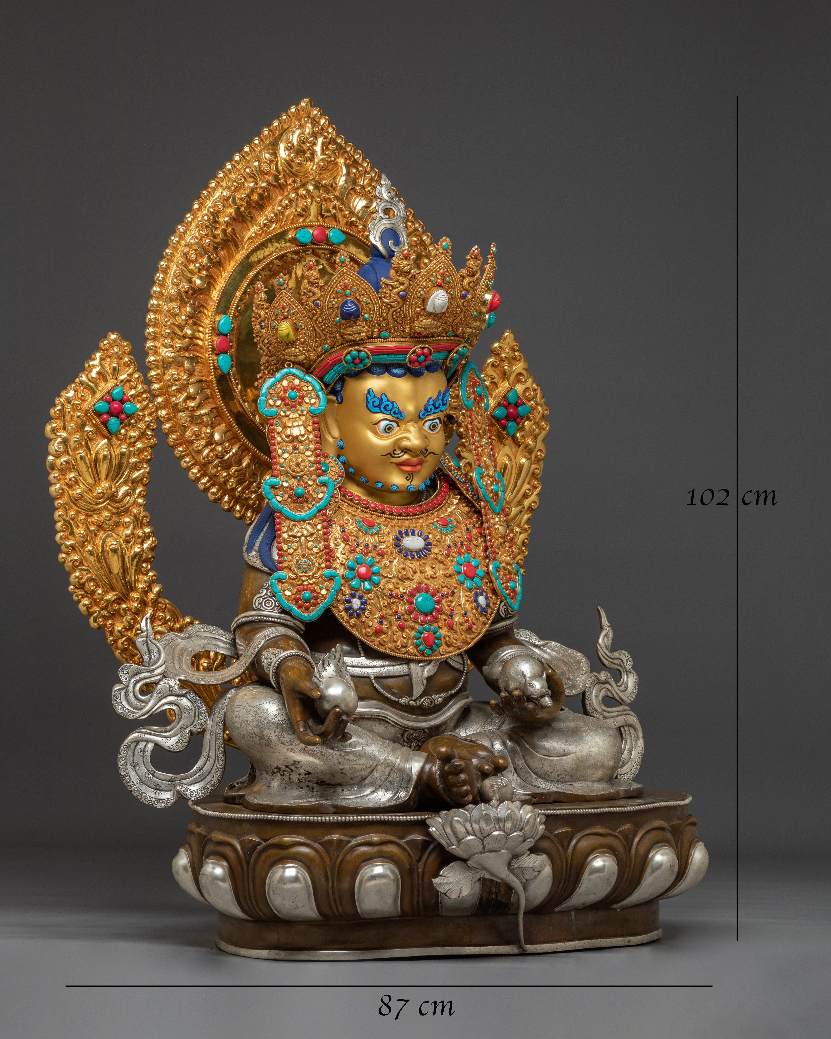 Dzambhala Statue in Oxidized Copper