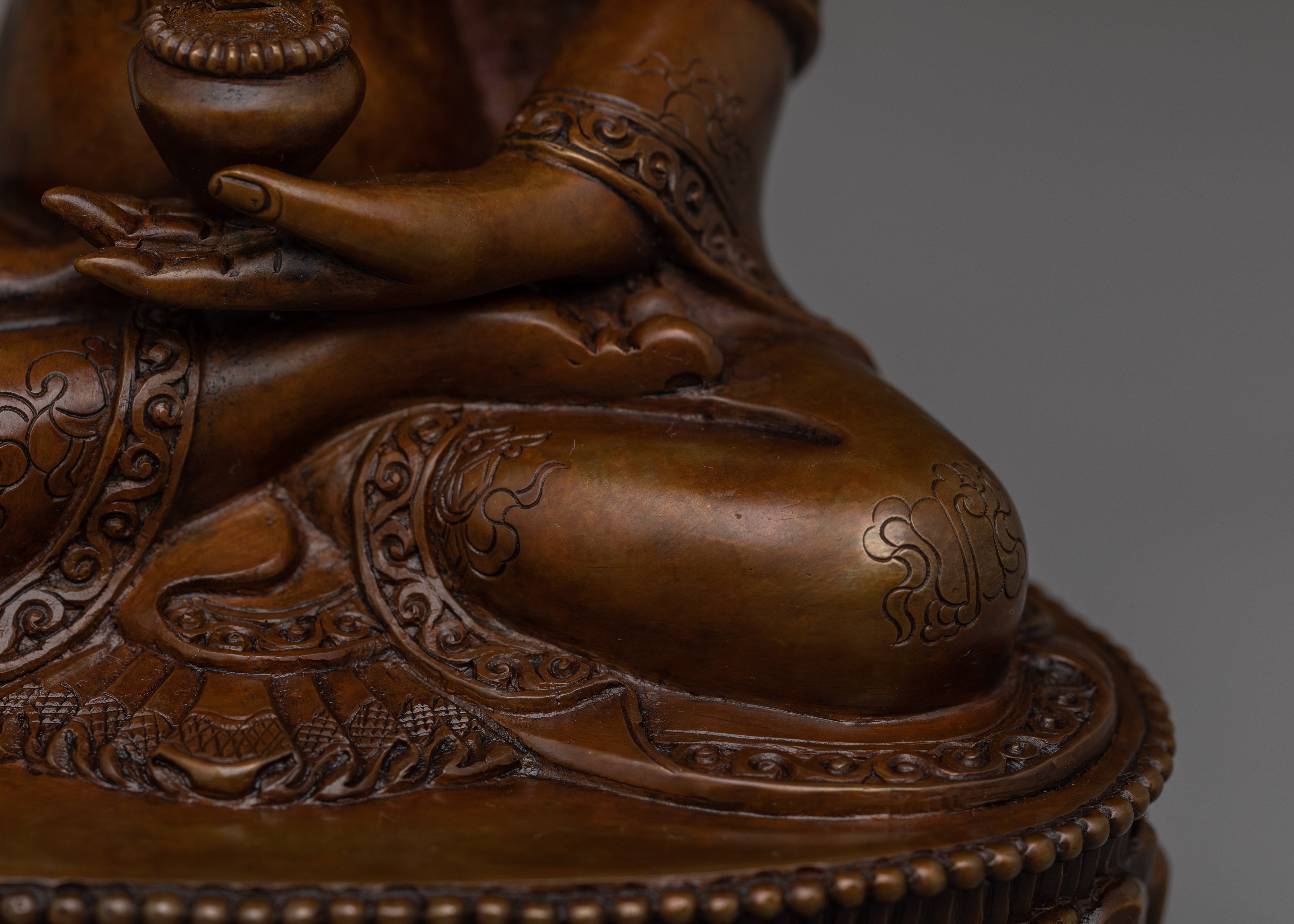 Medicine Buddha in Oxidized Copper | Tibetan Healing Deity Sculpture for Meditation