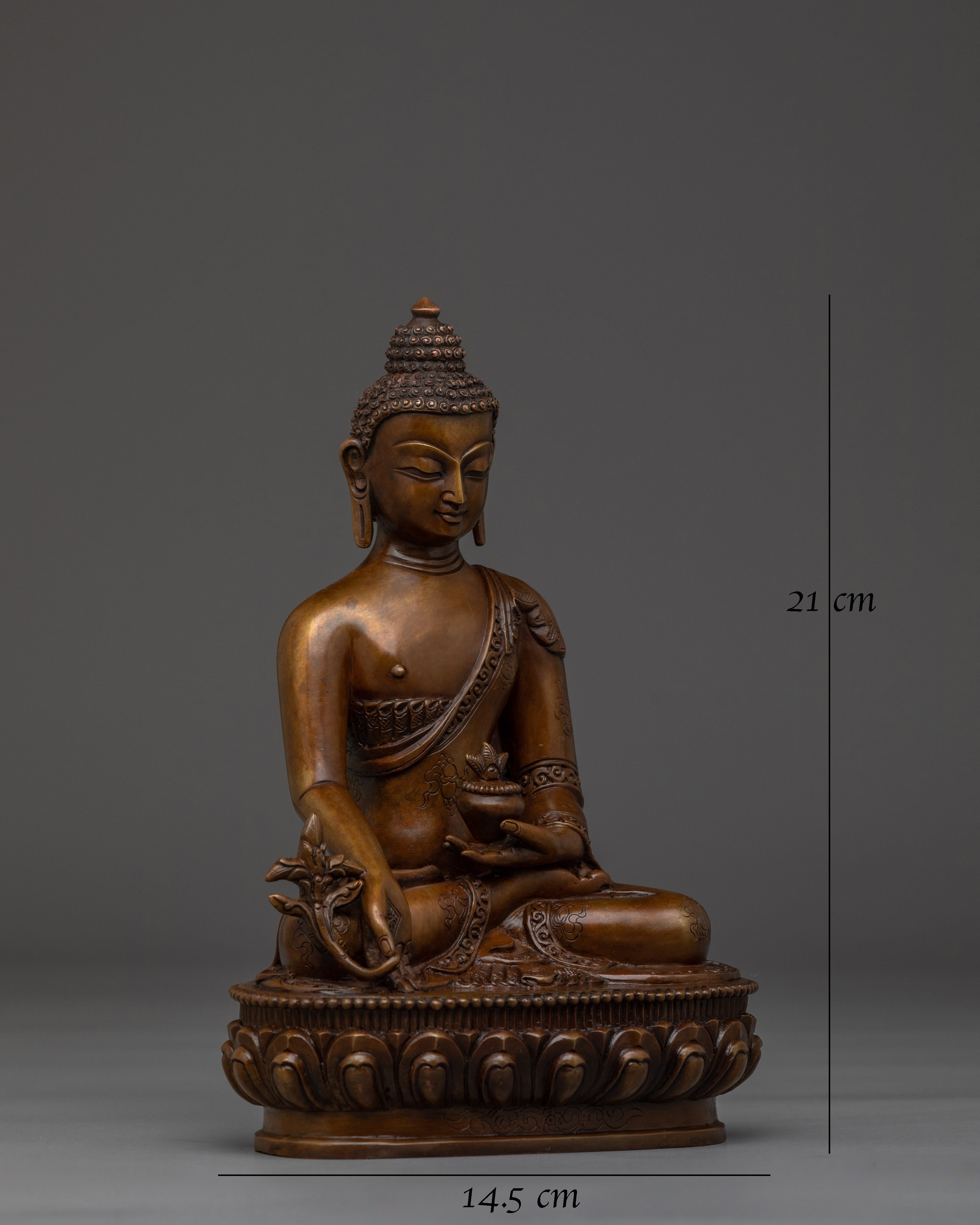 Medicine Buddha in oxidized copper