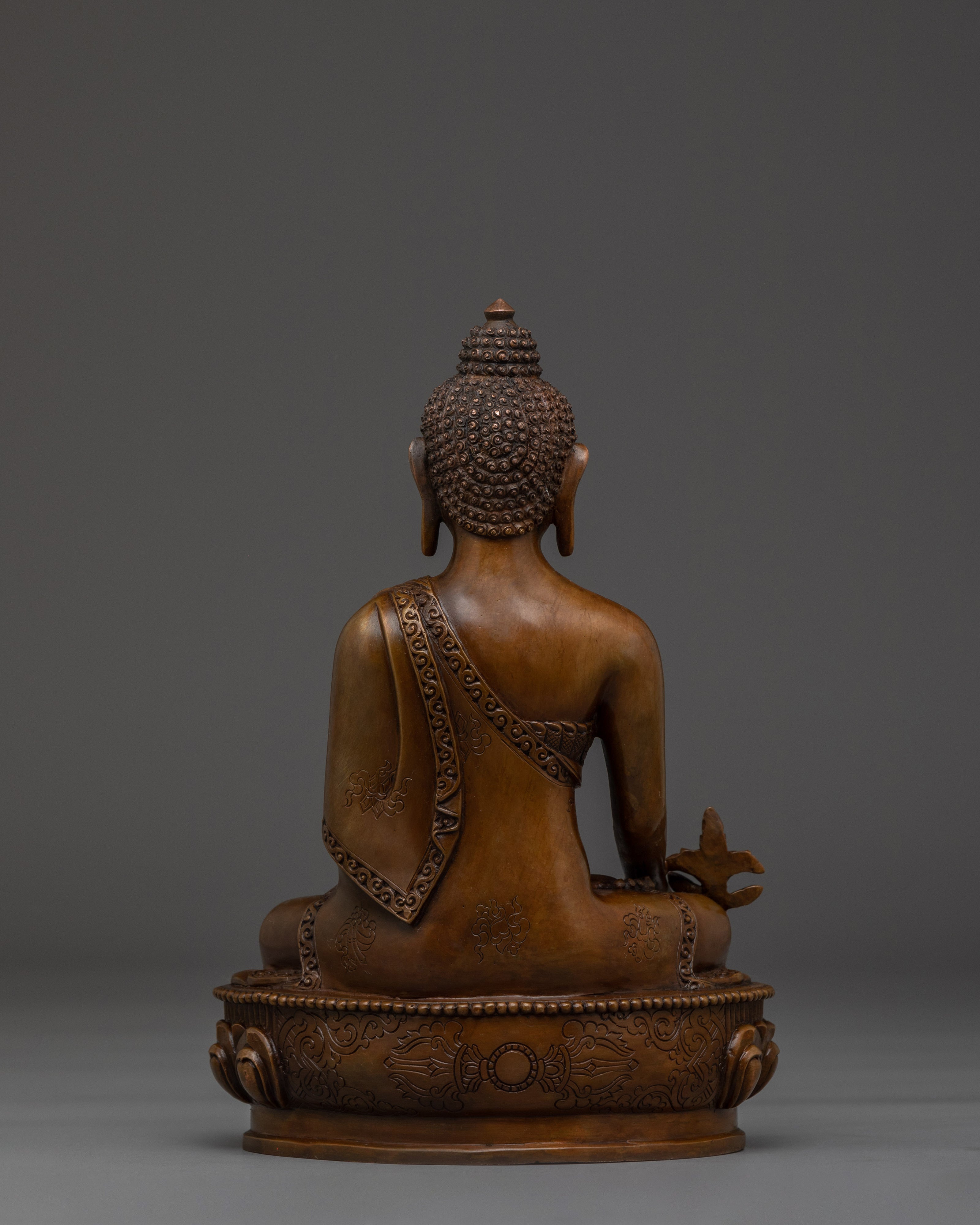 Medicine Buddha in Oxidized Copper | Tibetan Healing Deity Sculpture for Meditation