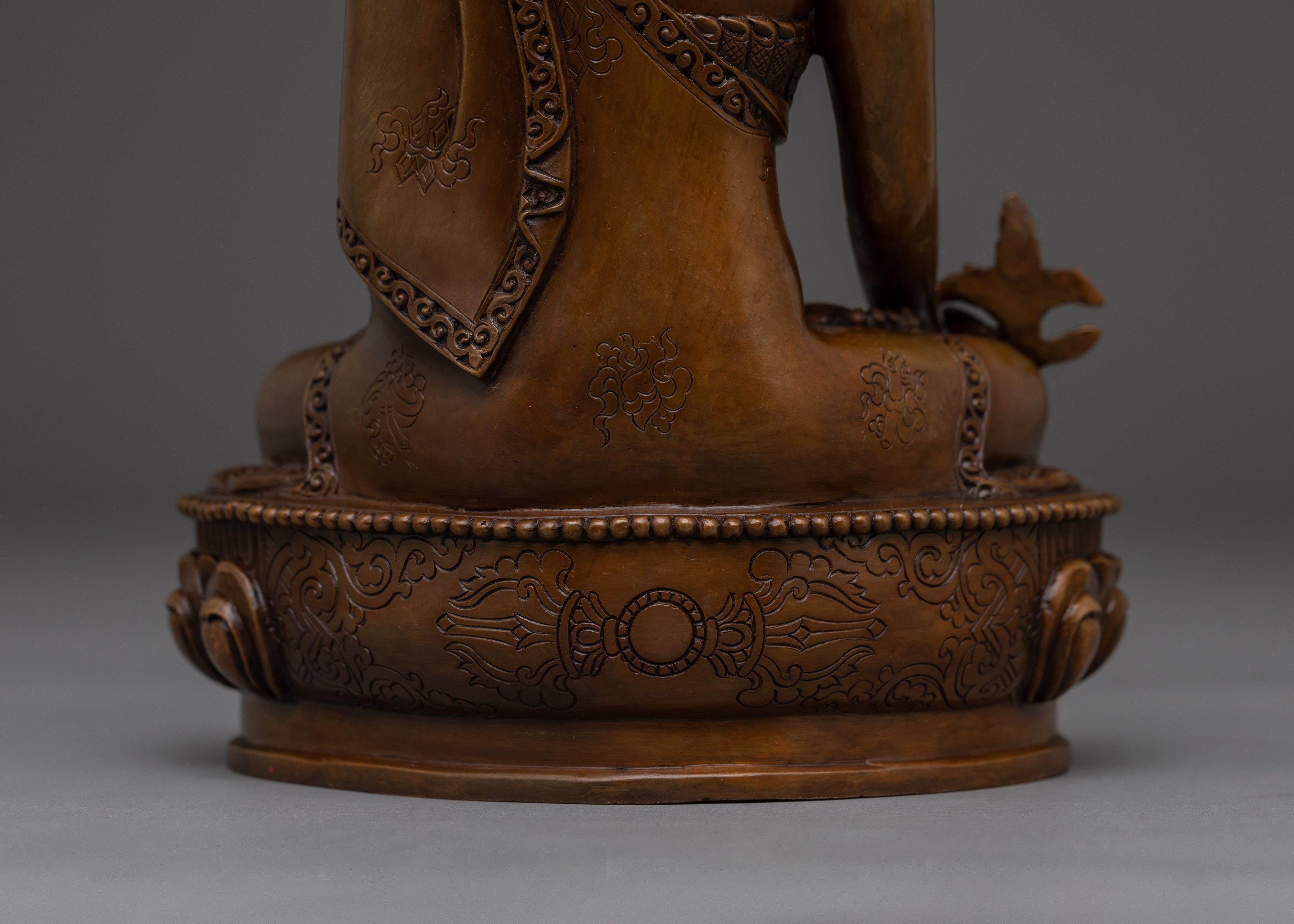 Medicine Buddha in Oxidized Copper | Tibetan Healing Deity Sculpture for Meditation