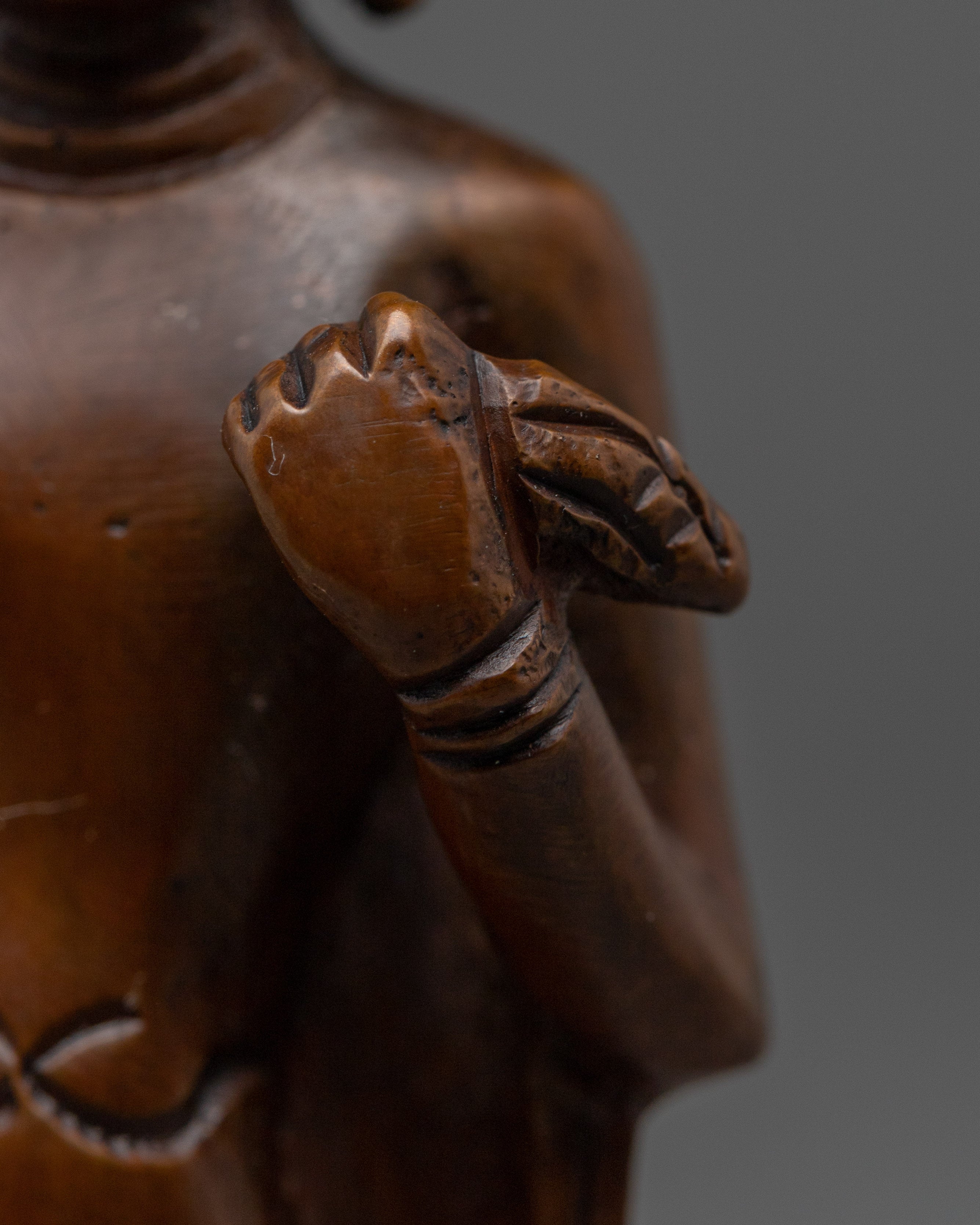 Oxidized Copper Dipankara Buddha | Standing Enlightened Being in Copper