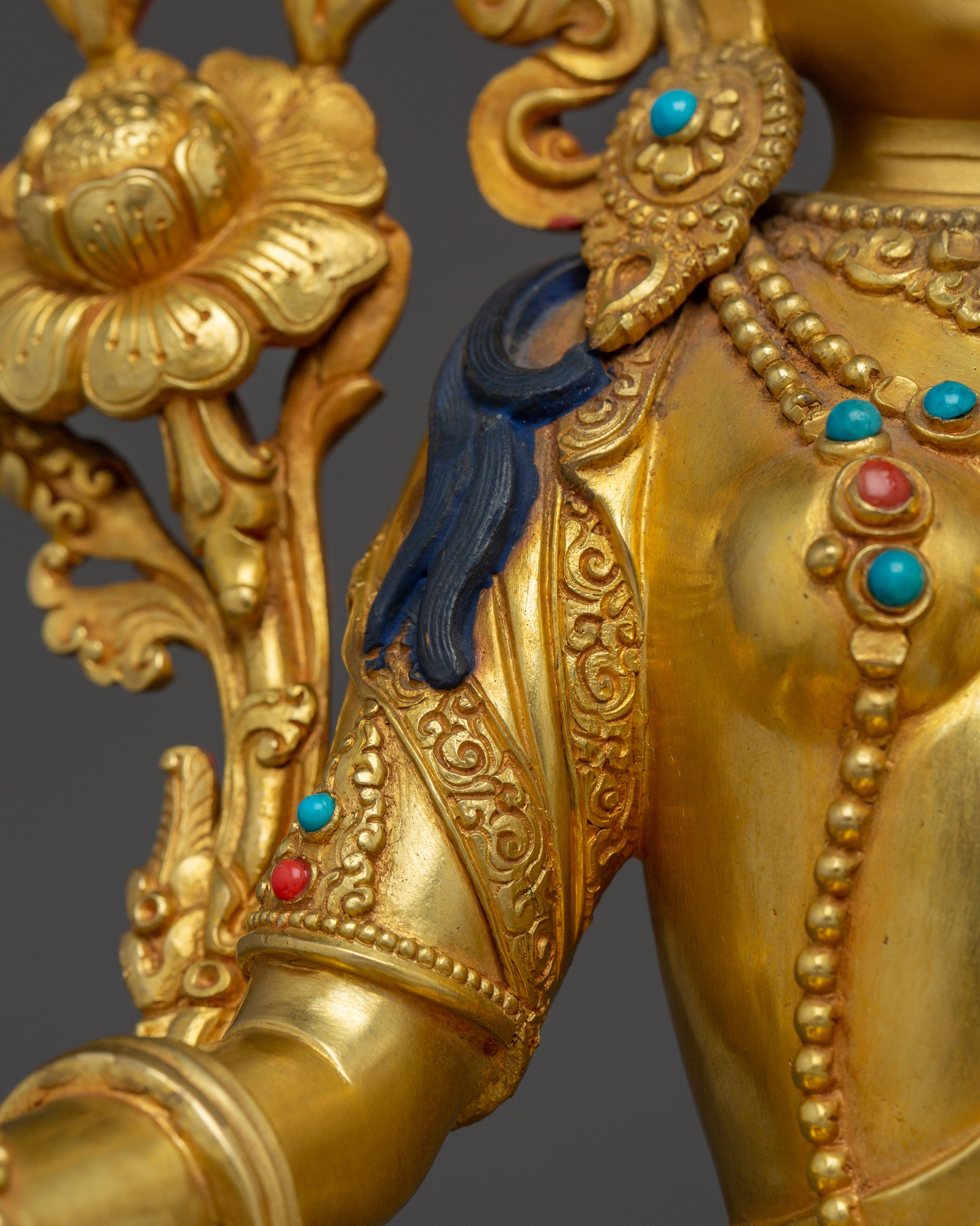 Radiant Shyama Tara Golden Statue | Green Tara - Mother of All Buddhas