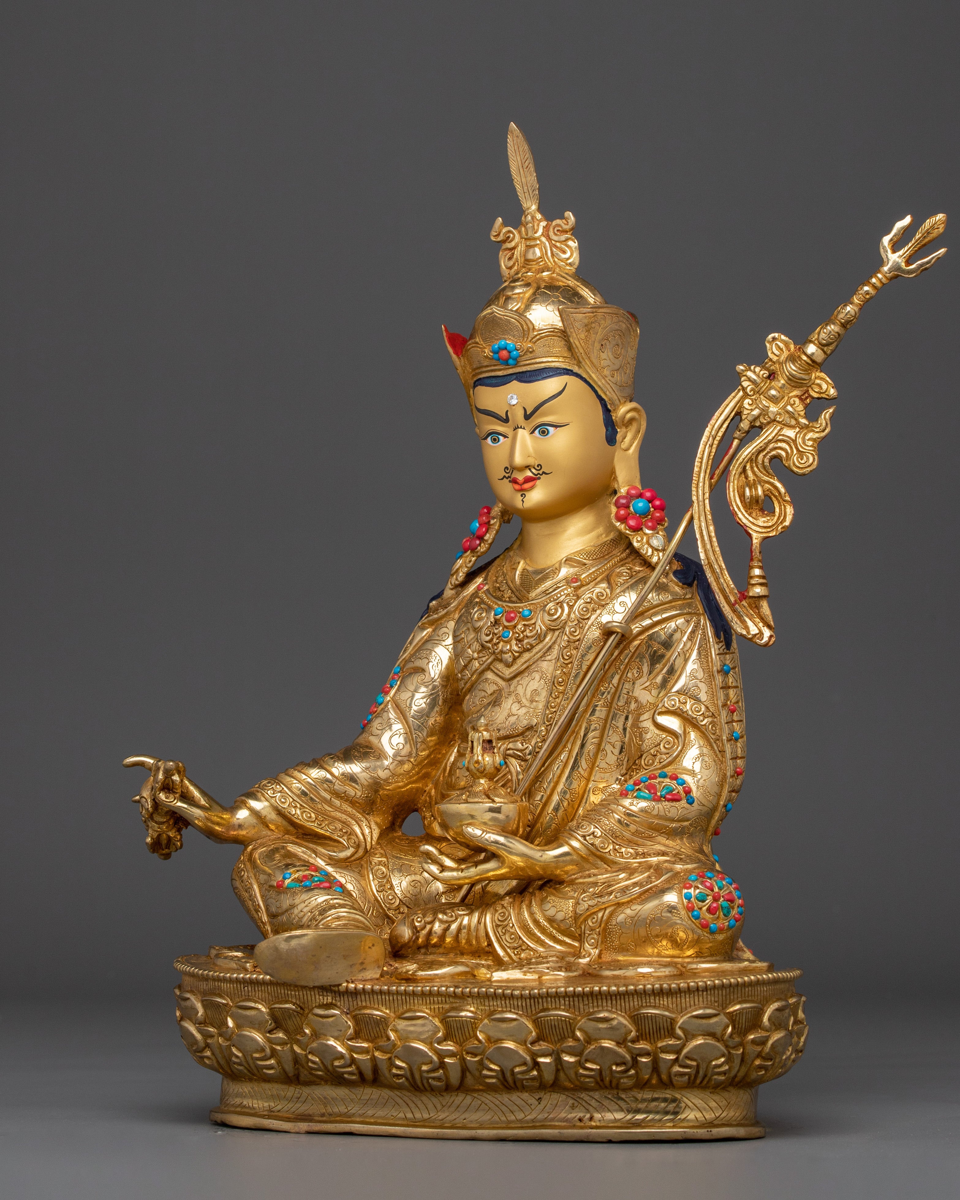 Buddhist Vajra Master Guru Rinpoche Statue | Handcrafted Artwork