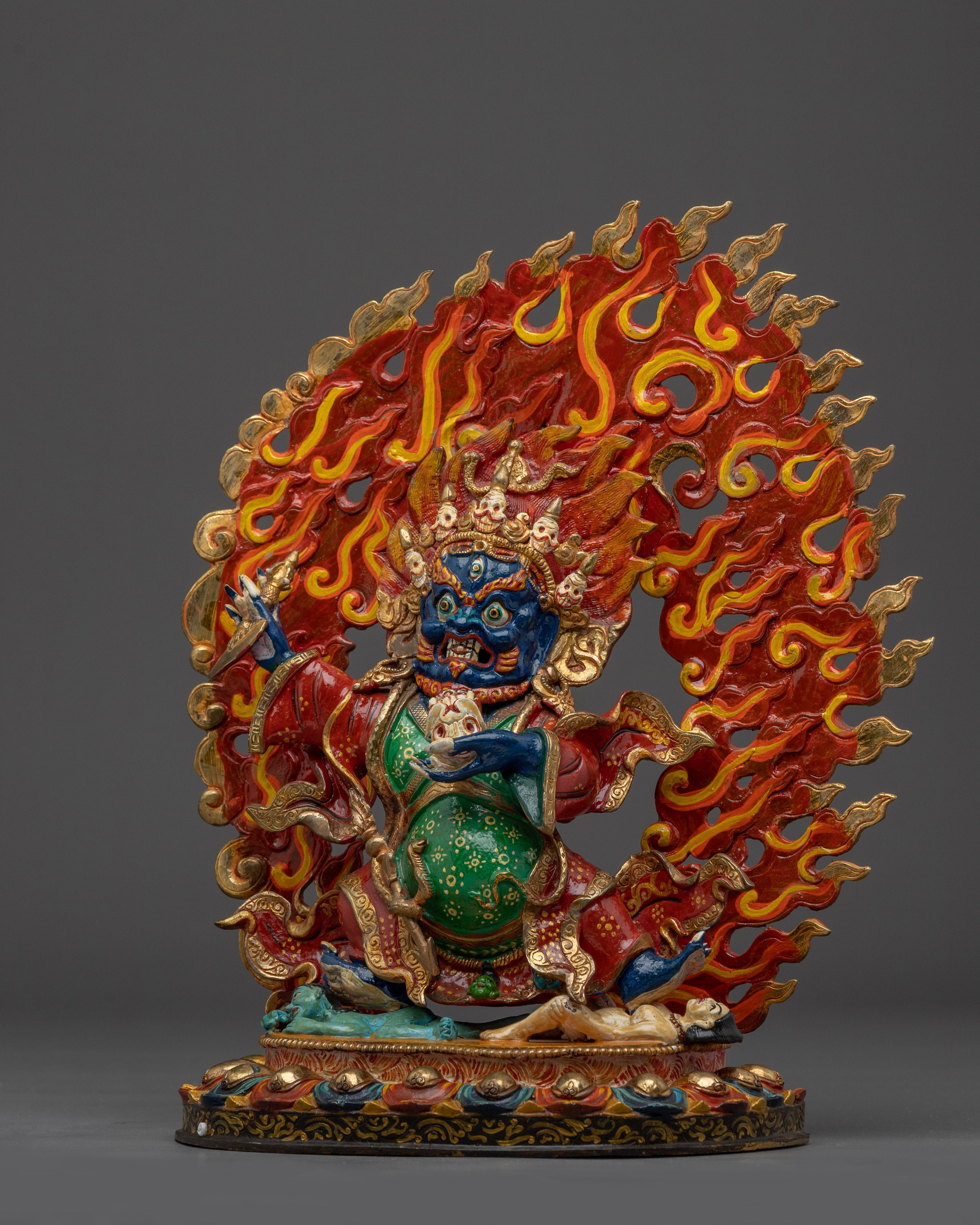 Mahakala Bernakchen Statue in 24K Gold-Gilded | Tibetan Protector Deity