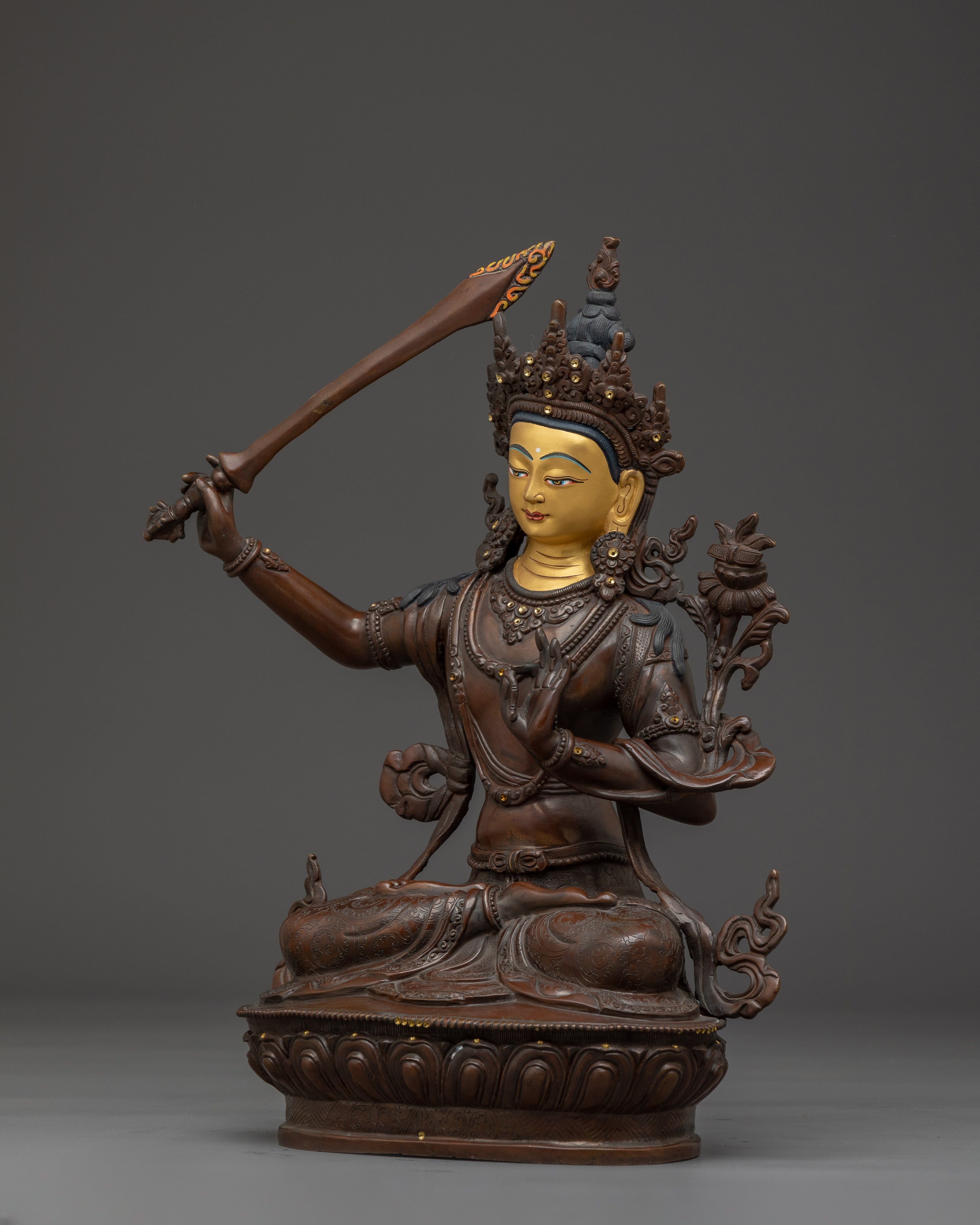 Buddhist wisdom deity Manjushri Art | Embodiment of Insight