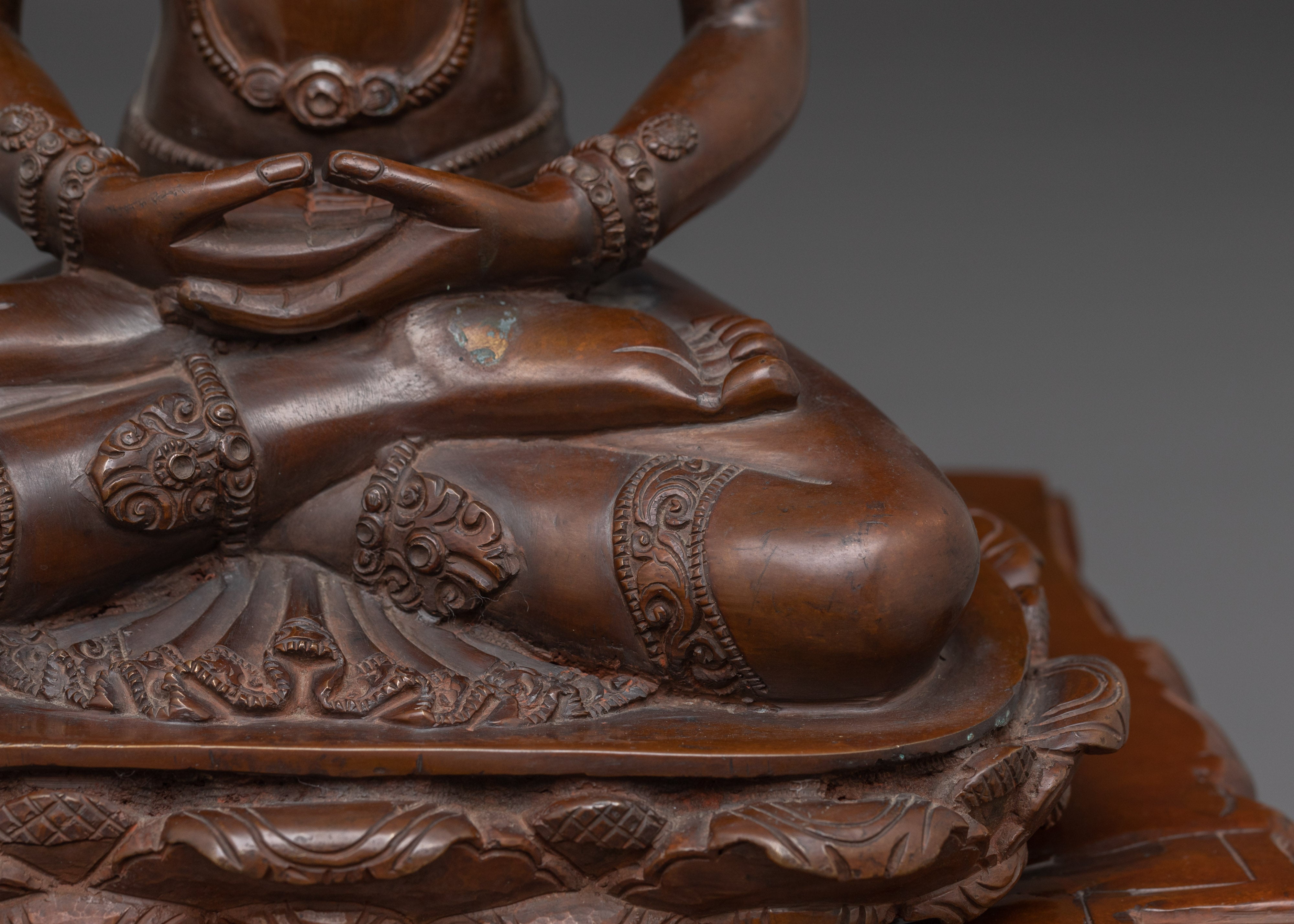 Handcrafted Amitayus Buddhist Copper Statue | Traditional Artwork
