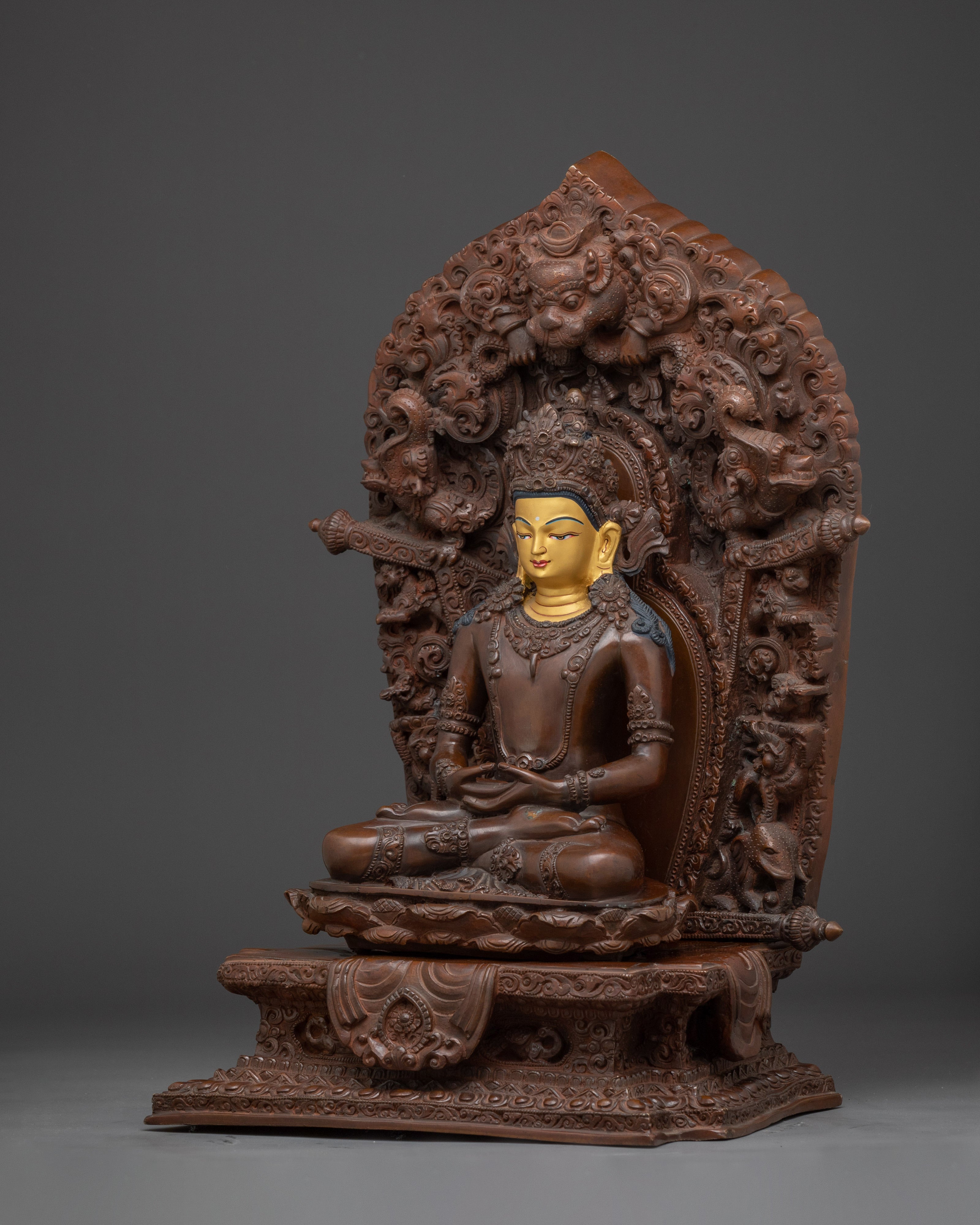 Handcrafted Amitayus Buddhist Copper Statue | Traditional Artwork