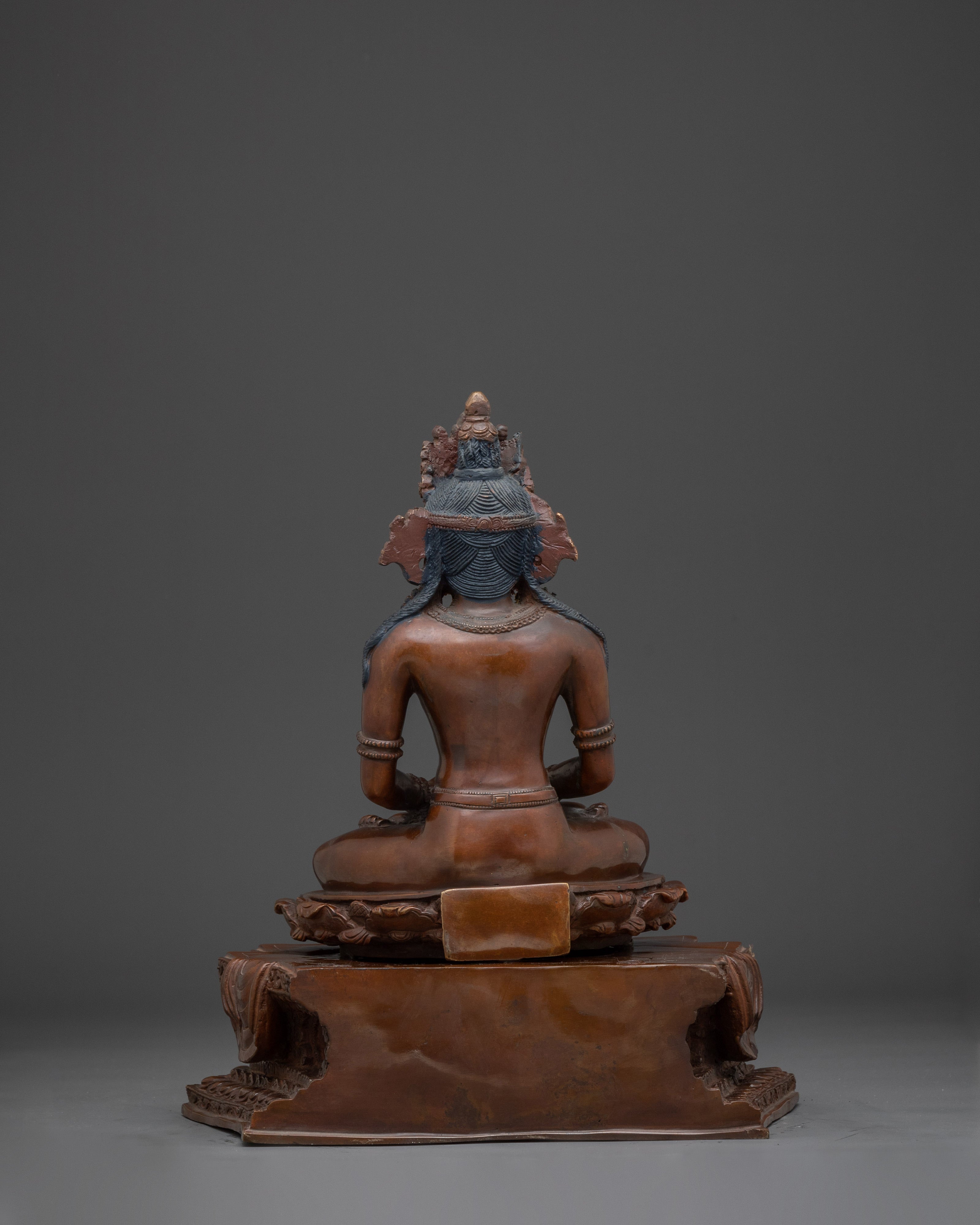 Handcrafted Amitayus Buddhist Copper Statue | Traditional Artwork