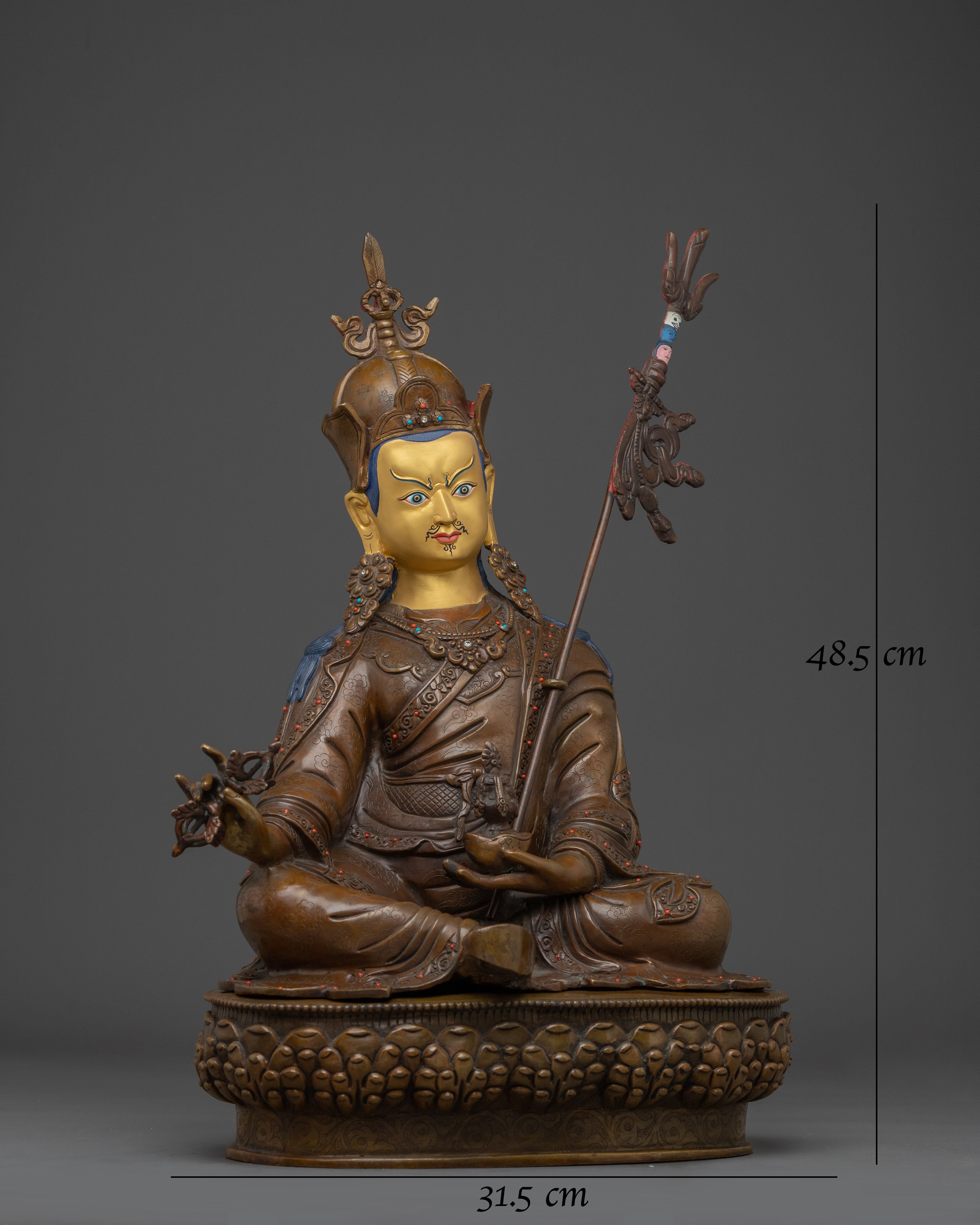 Guru Rinpoche Oxidized Copper Statue