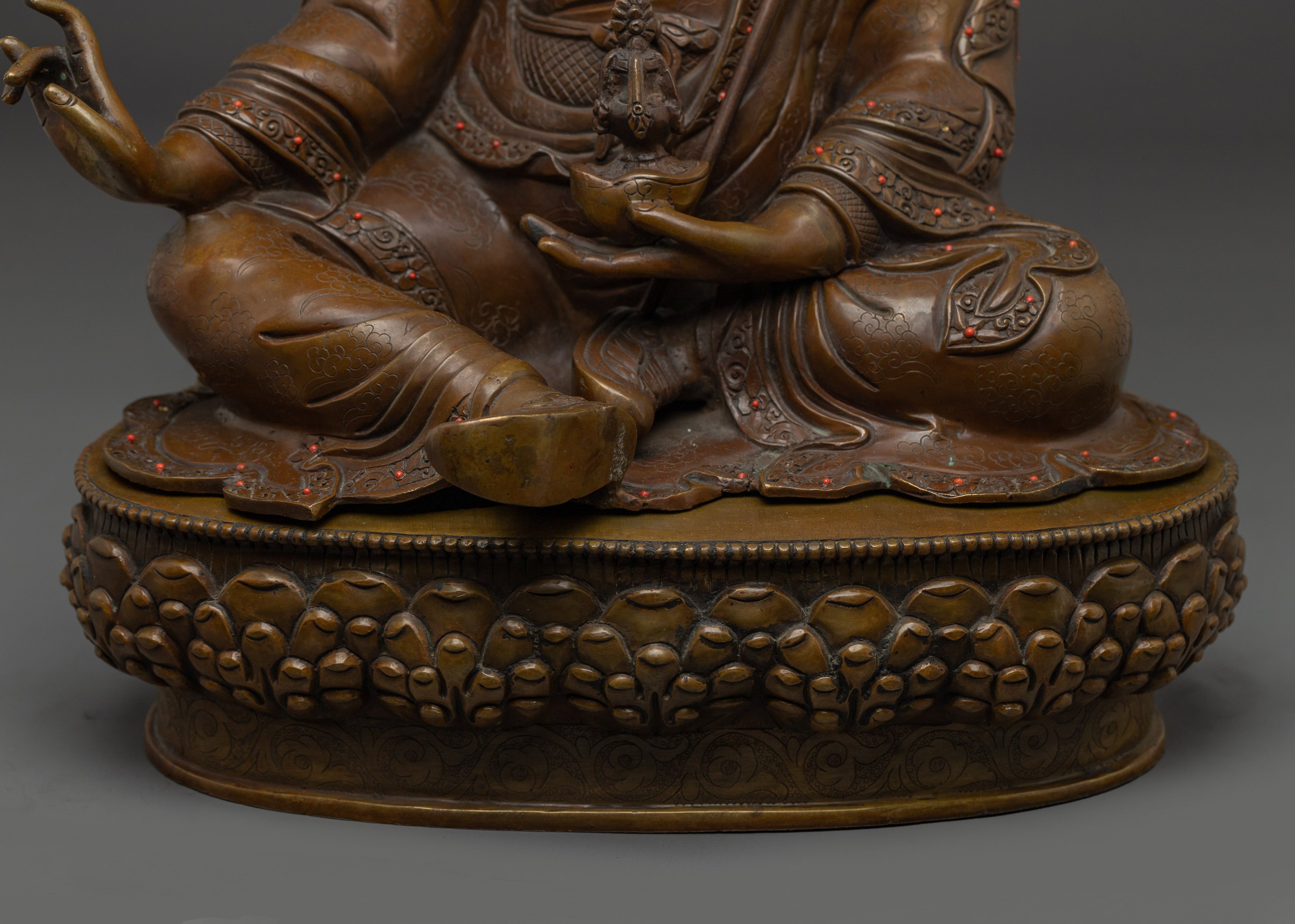 Guru Rinpoche Oxidized Copper Statue | Spiritual Wisdom and Power in Your Space