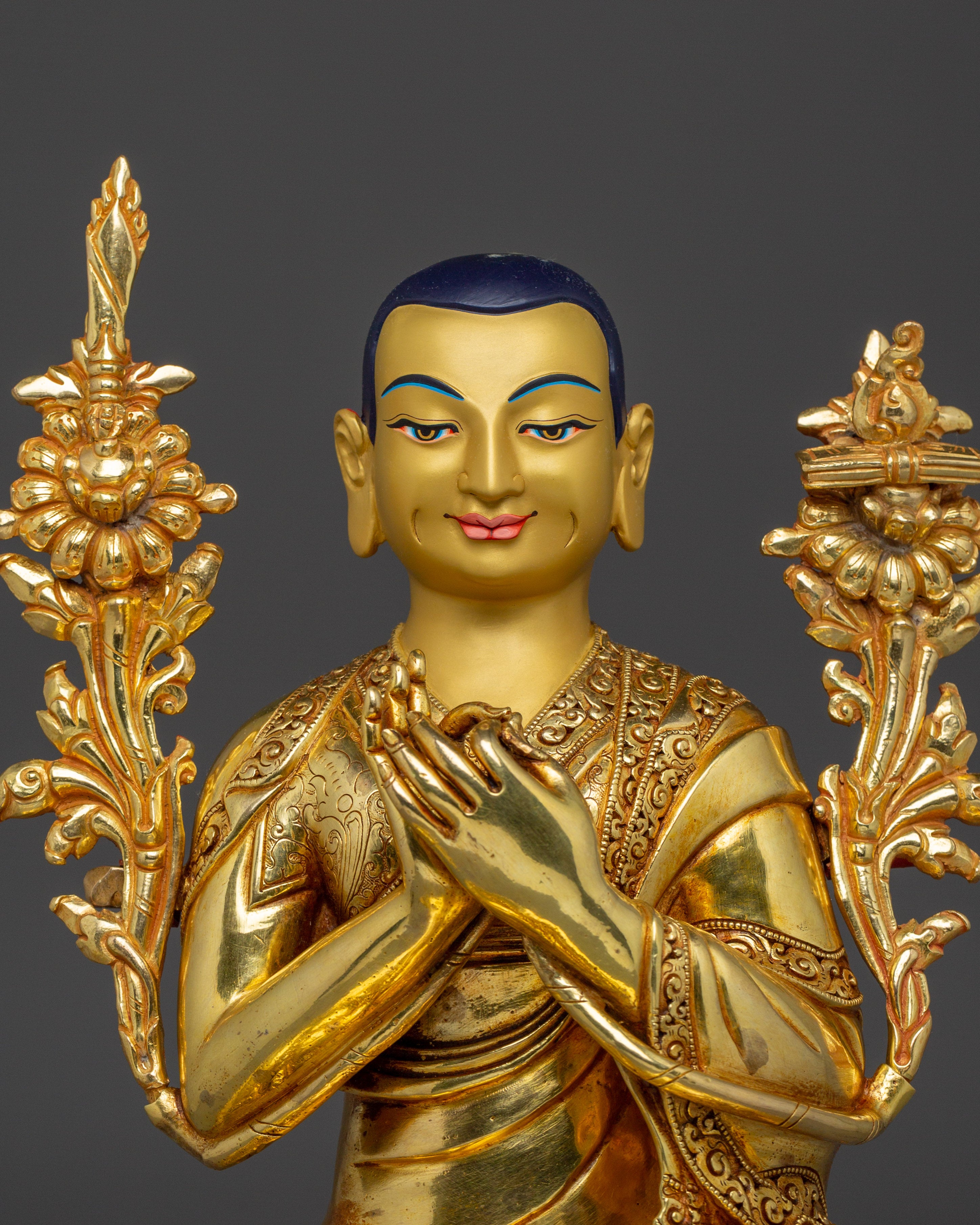 Gold Gilded Copper Statues of Tsongkhapa, Je Gyaltsab, and Je Khedrup | Perfect for your Altar