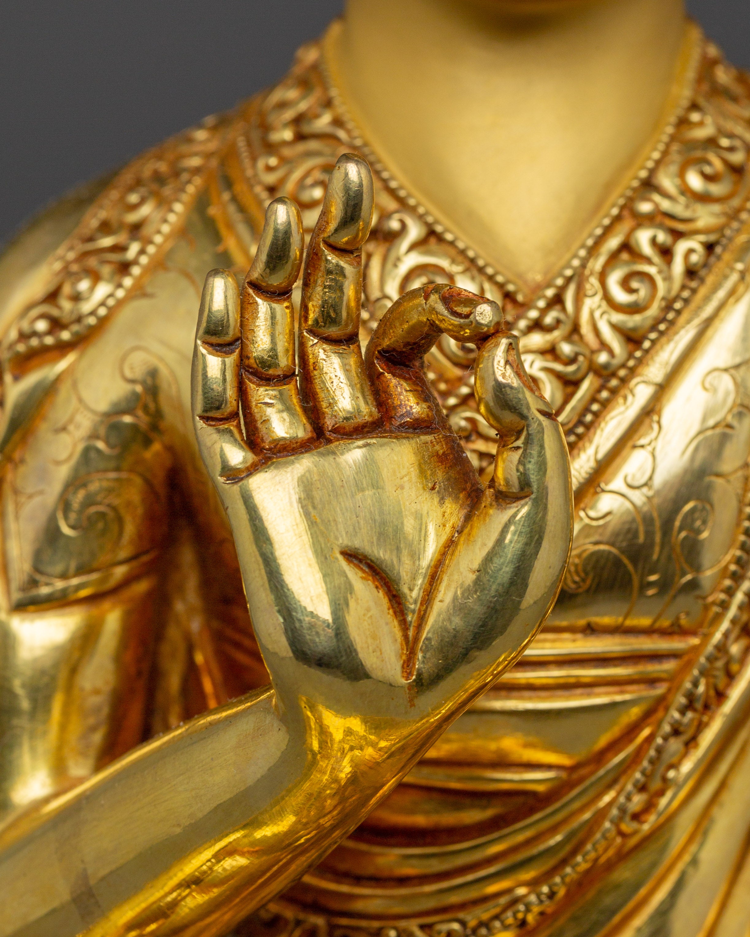 Gold Gilded Copper Statues of Tsongkhapa, Je Gyaltsab, and Je Khedrup | Perfect for your Altar