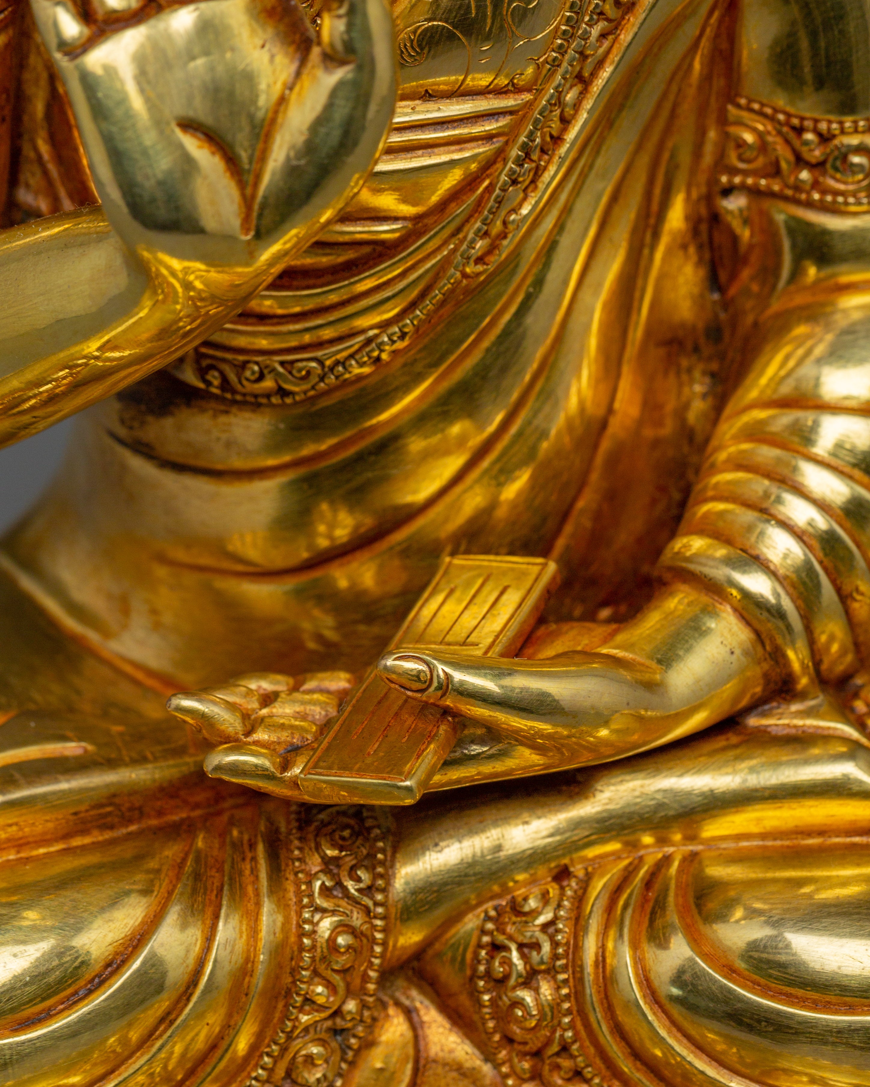 Gold Gilded Copper Statues of Tsongkhapa, Je Gyaltsab, and Je Khedrup | Perfect for your Altar