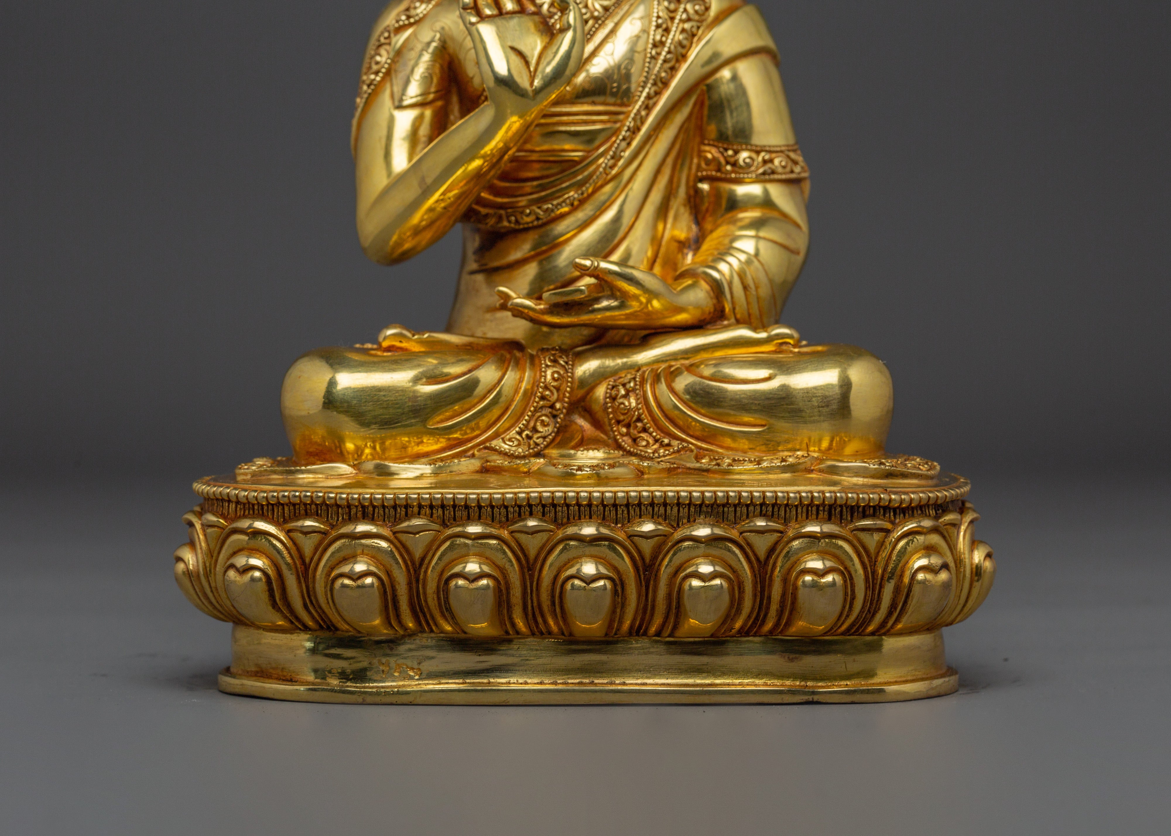 Gold Gilded Copper Statues of Tsongkhapa, Je Gyaltsab, and Je Khedrup | Perfect for your Altar