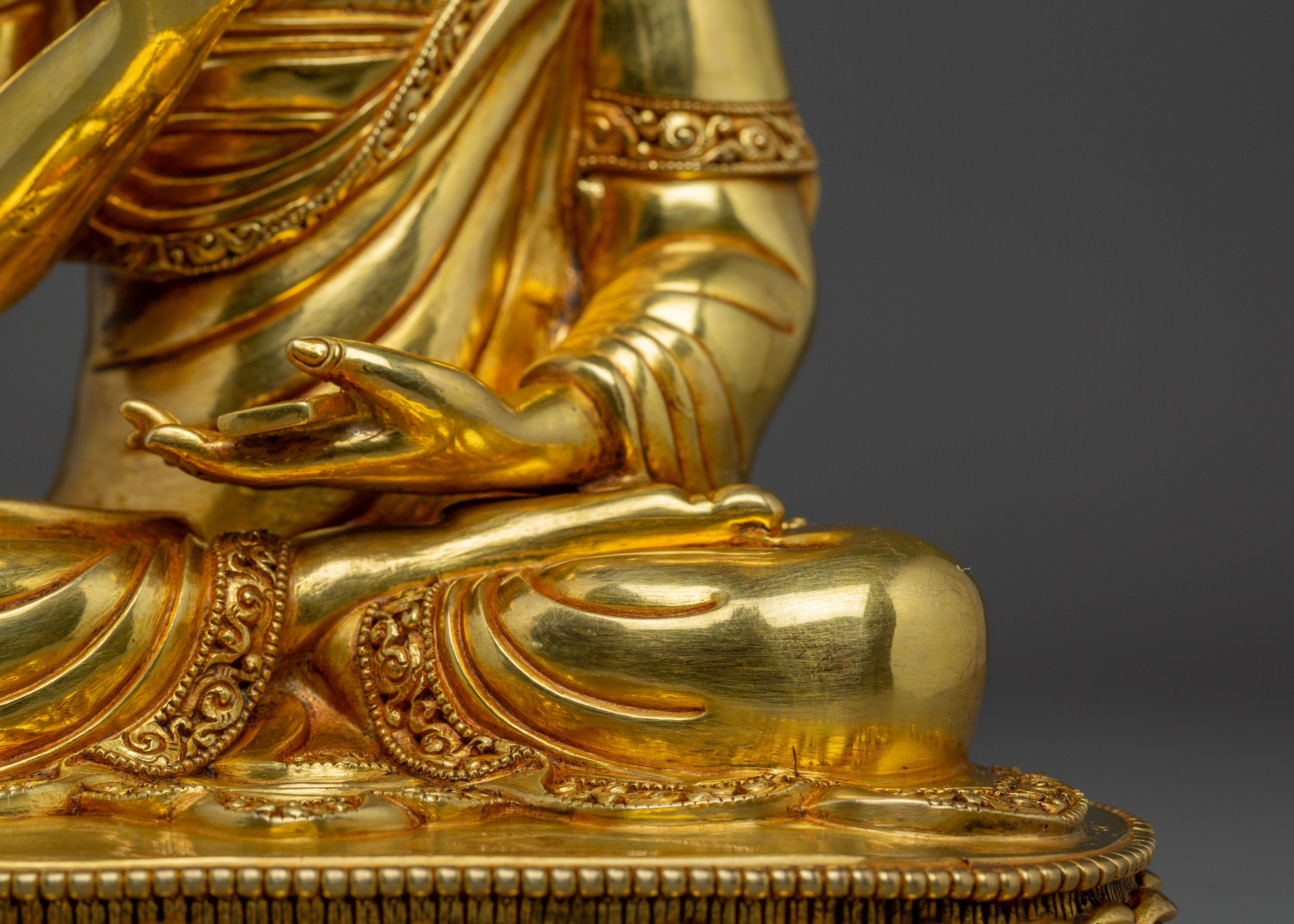 Gold Gilded Copper Statues of Tsongkhapa, Je Gyaltsab, and Je Khedrup | Perfect for your Altar