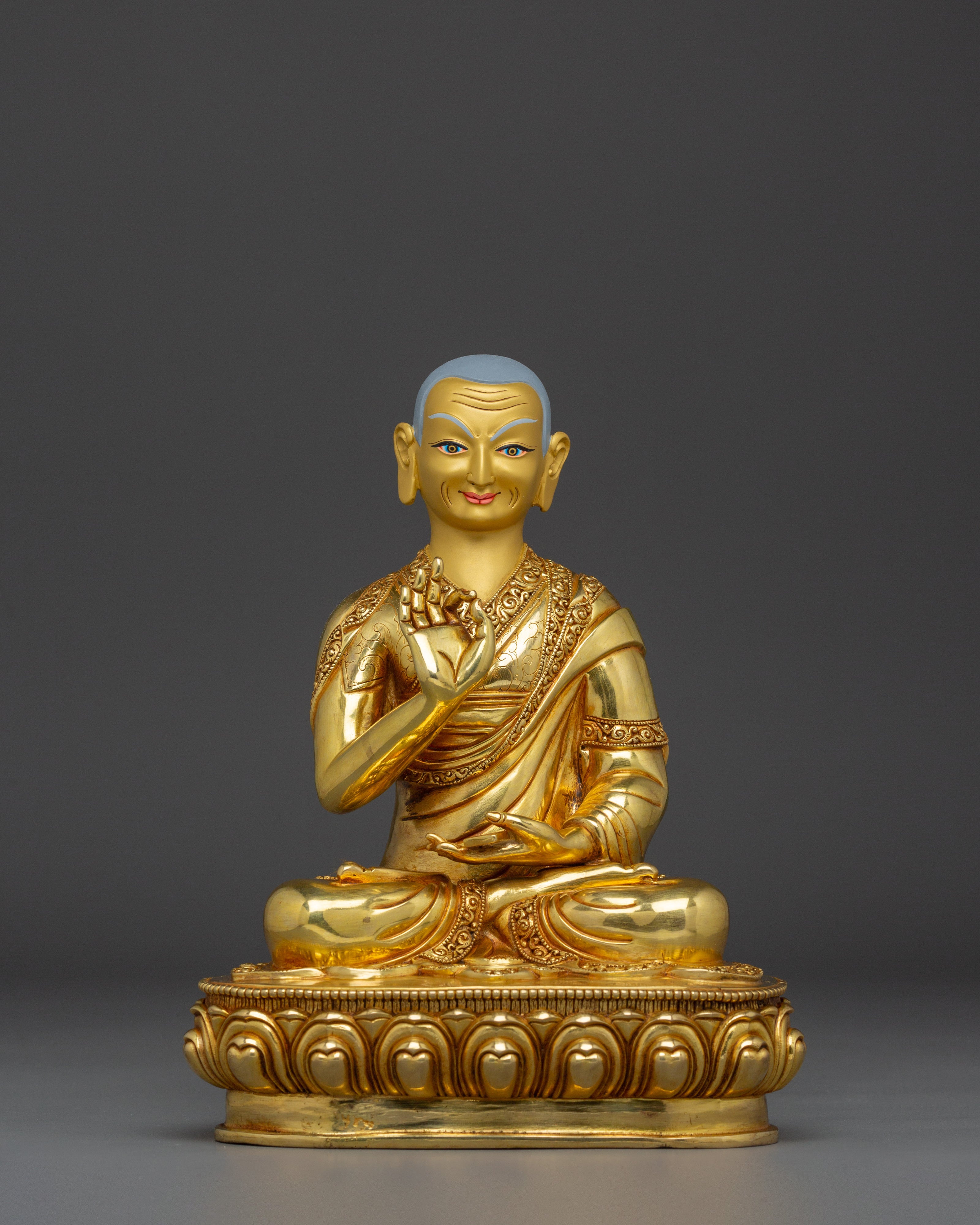 Gold Gilded Copper Statues of Tsongkhapa, Je Gyaltsab, and Je Khedrup | Perfect for your Altar