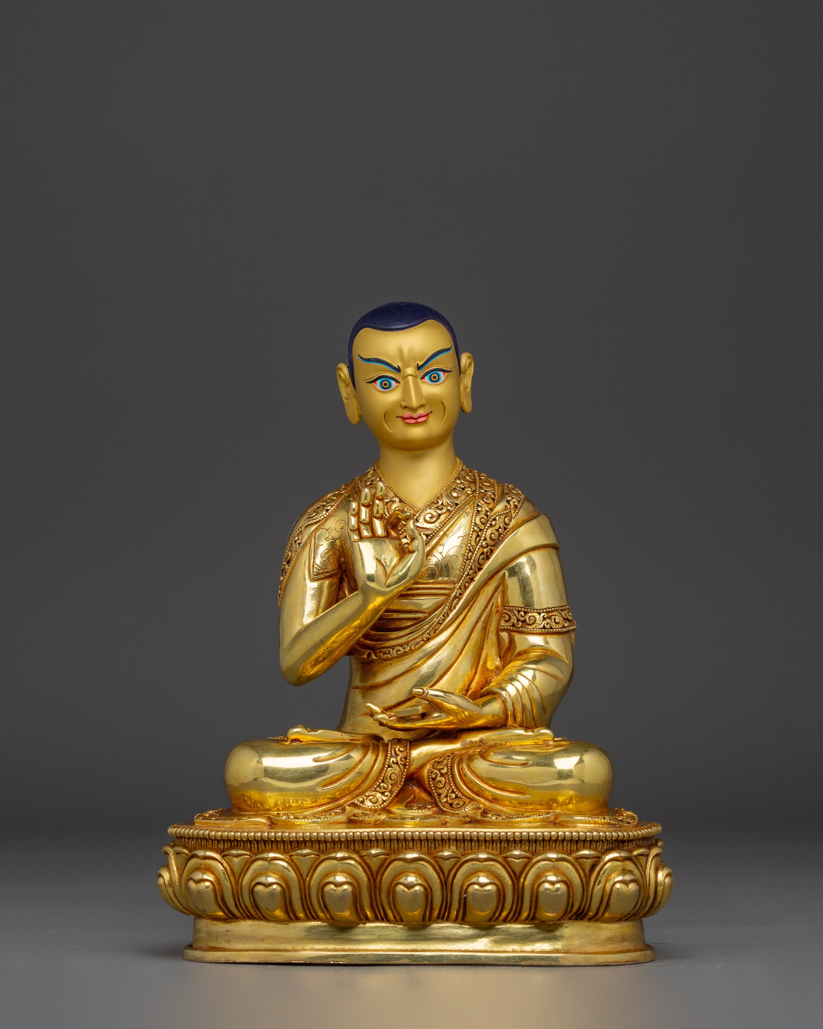 Gold Gilded Copper Statues of Tsongkhapa, Je Gyaltsab, and Je Khedrup | Perfect for your Altar