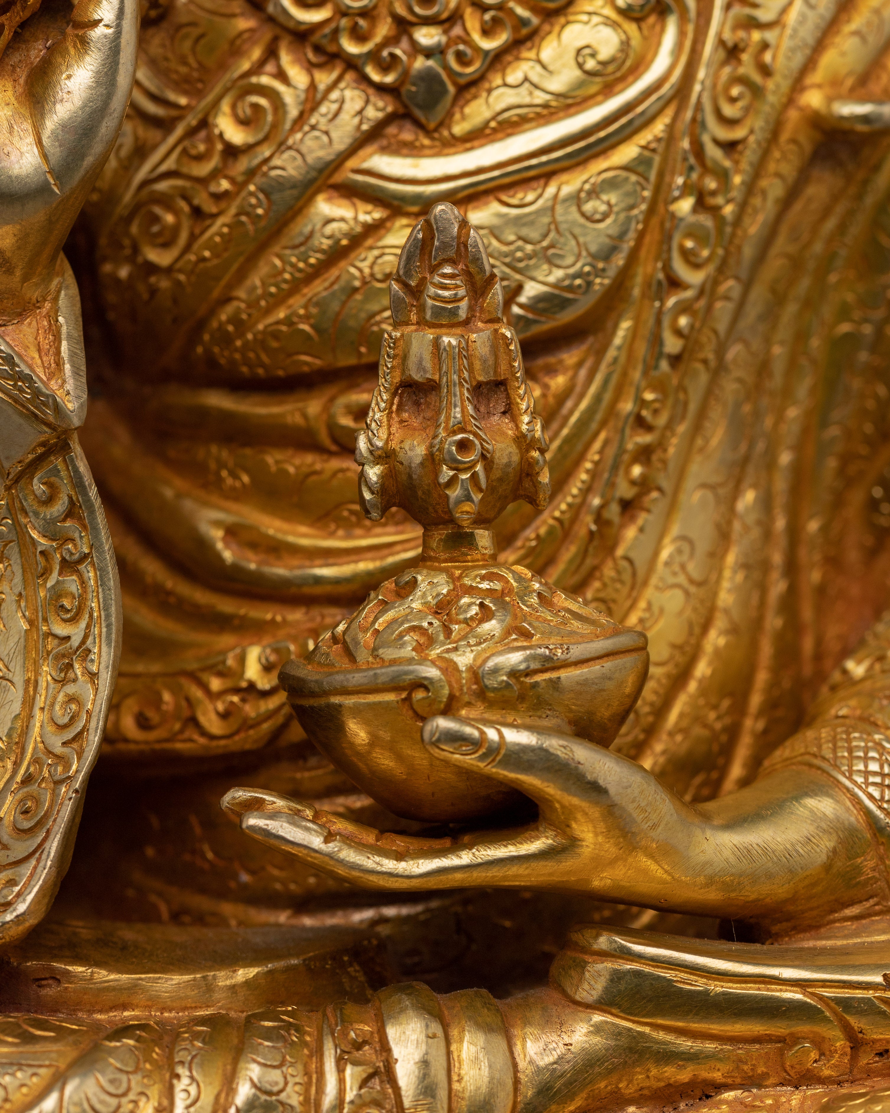Gold And Copper Body Guru Rinpoche Statue | Tibetan Spiritual Masterpiece