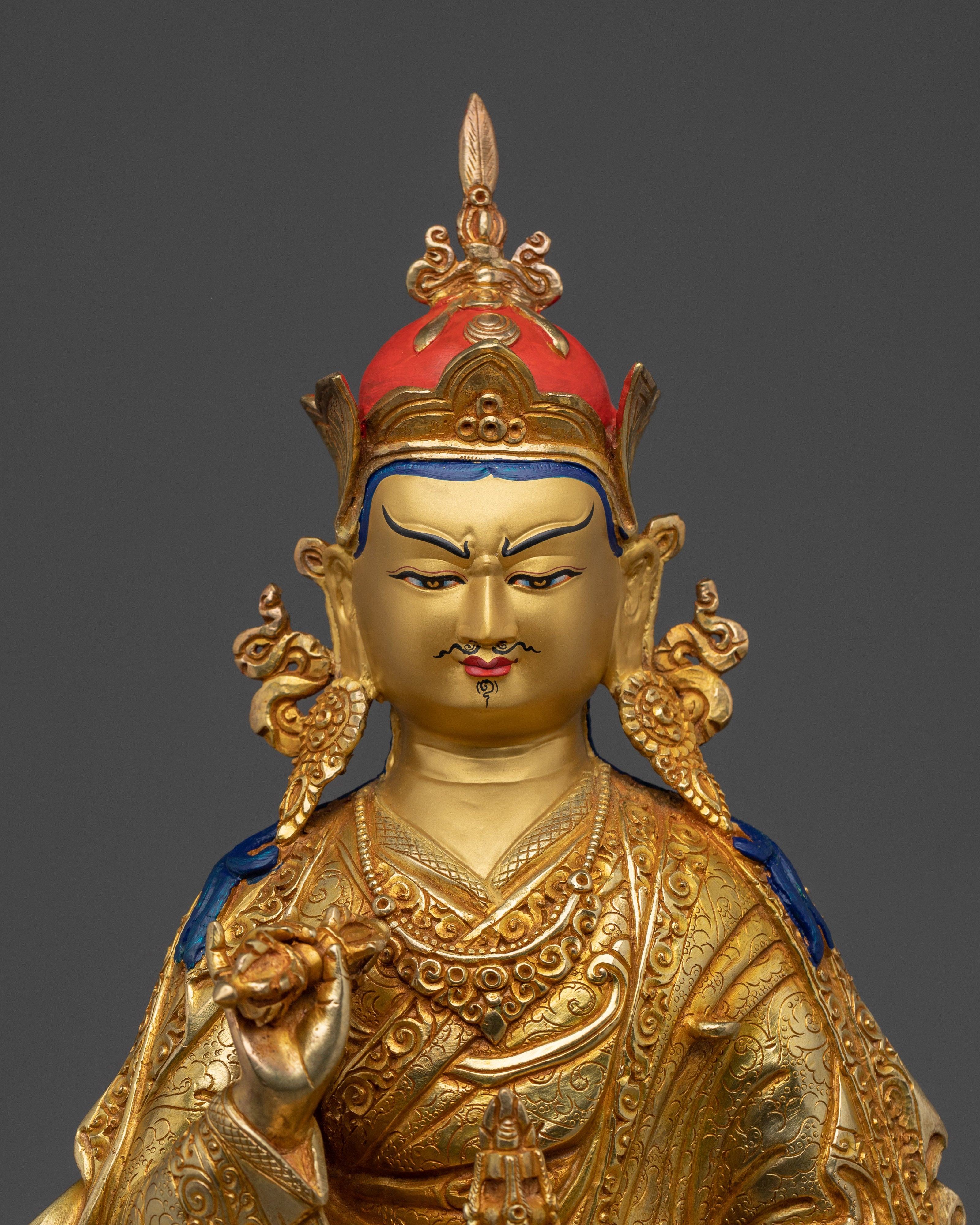 Gold And Copper Body Guru Rinpoche Statue | Tibetan Spiritual Masterpiece