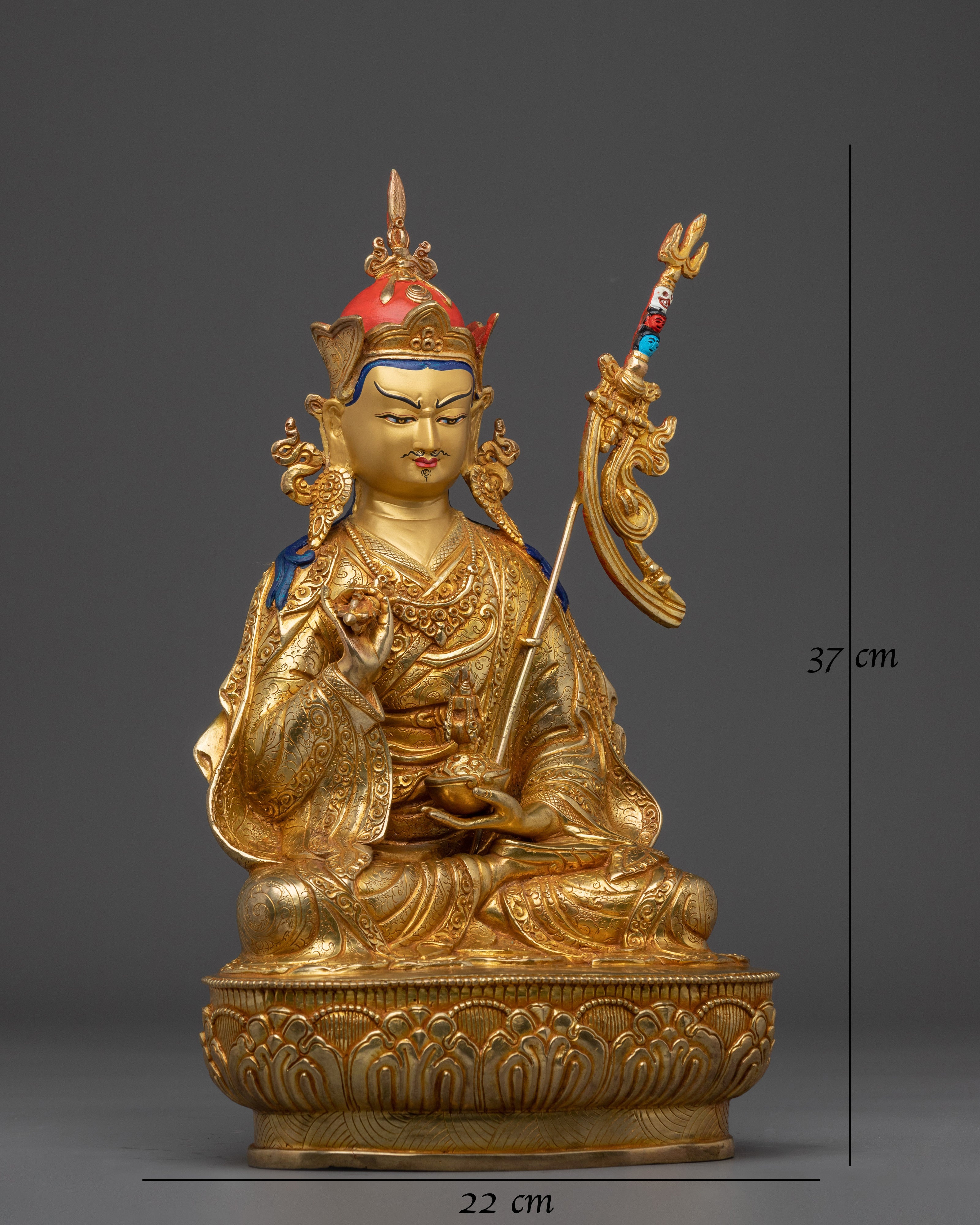Gold And Copper Body Guru Rinpoche Statue | Tibetan Spiritual Masterpiece