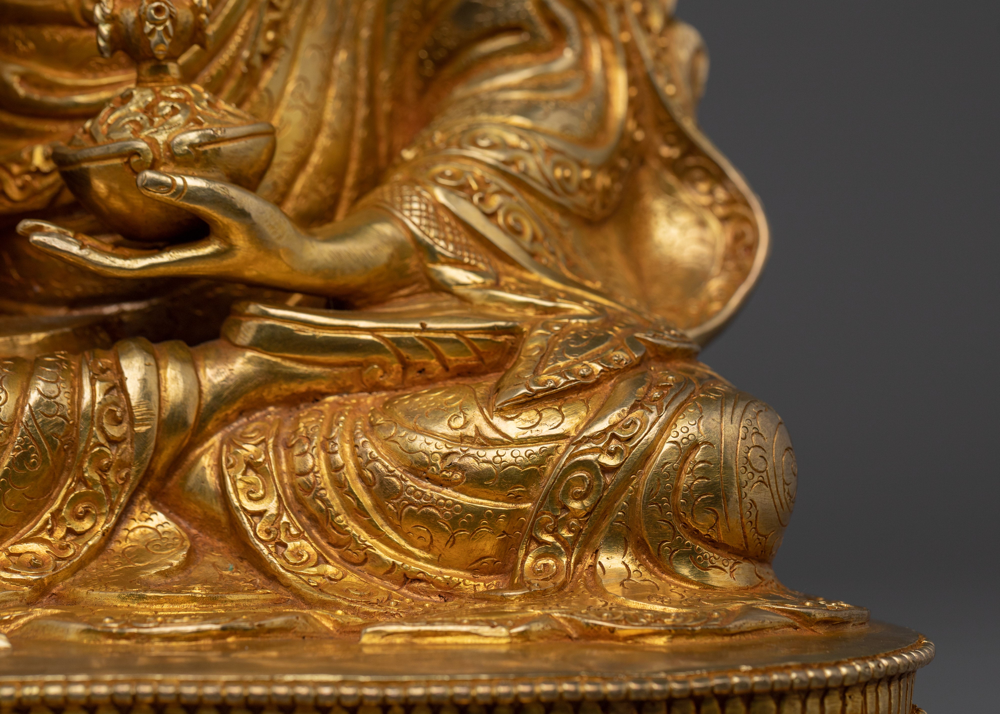 Gold And Copper Body Guru Rinpoche Statue | Tibetan Spiritual Masterpiece