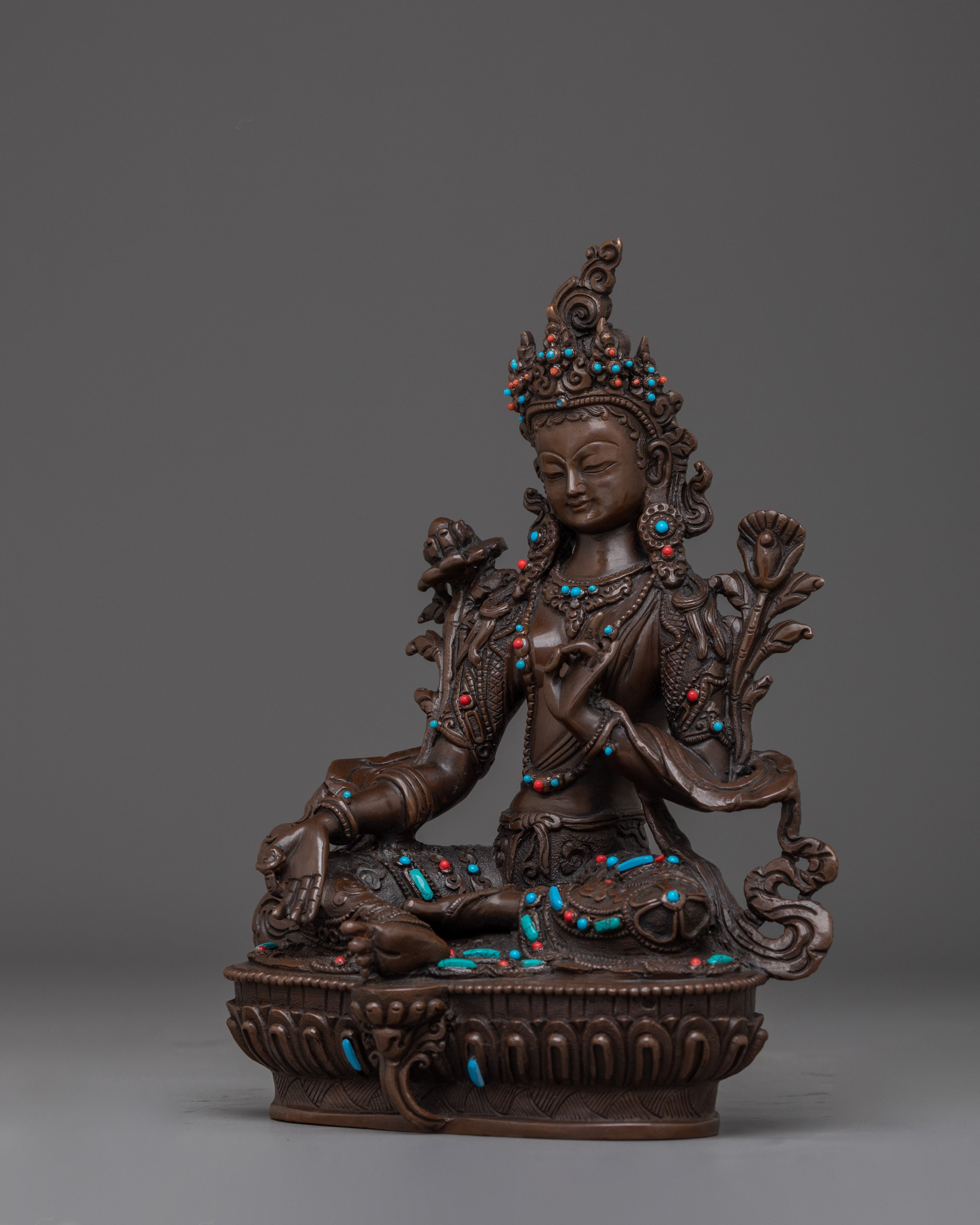 Green Tara Bodhisattva Handmade Artwork | Himalayan Shyama Tara Statue
