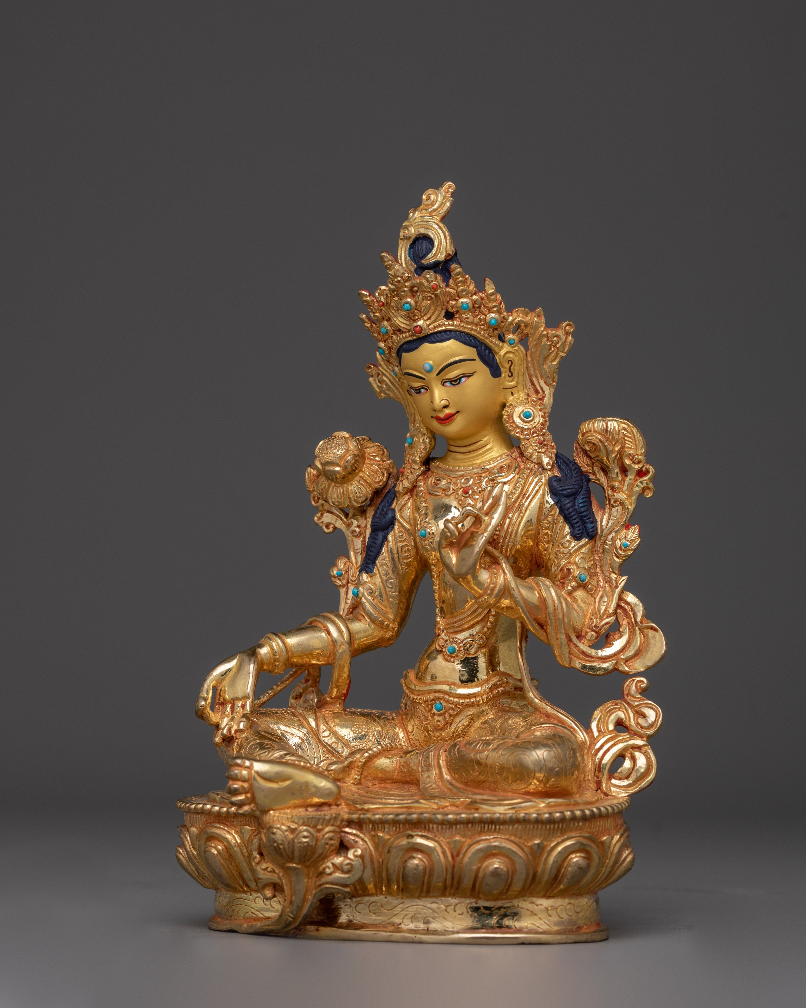 Shyama Tara Figurine - Mother of All Buddha | Majestic Green Tara Sculpture