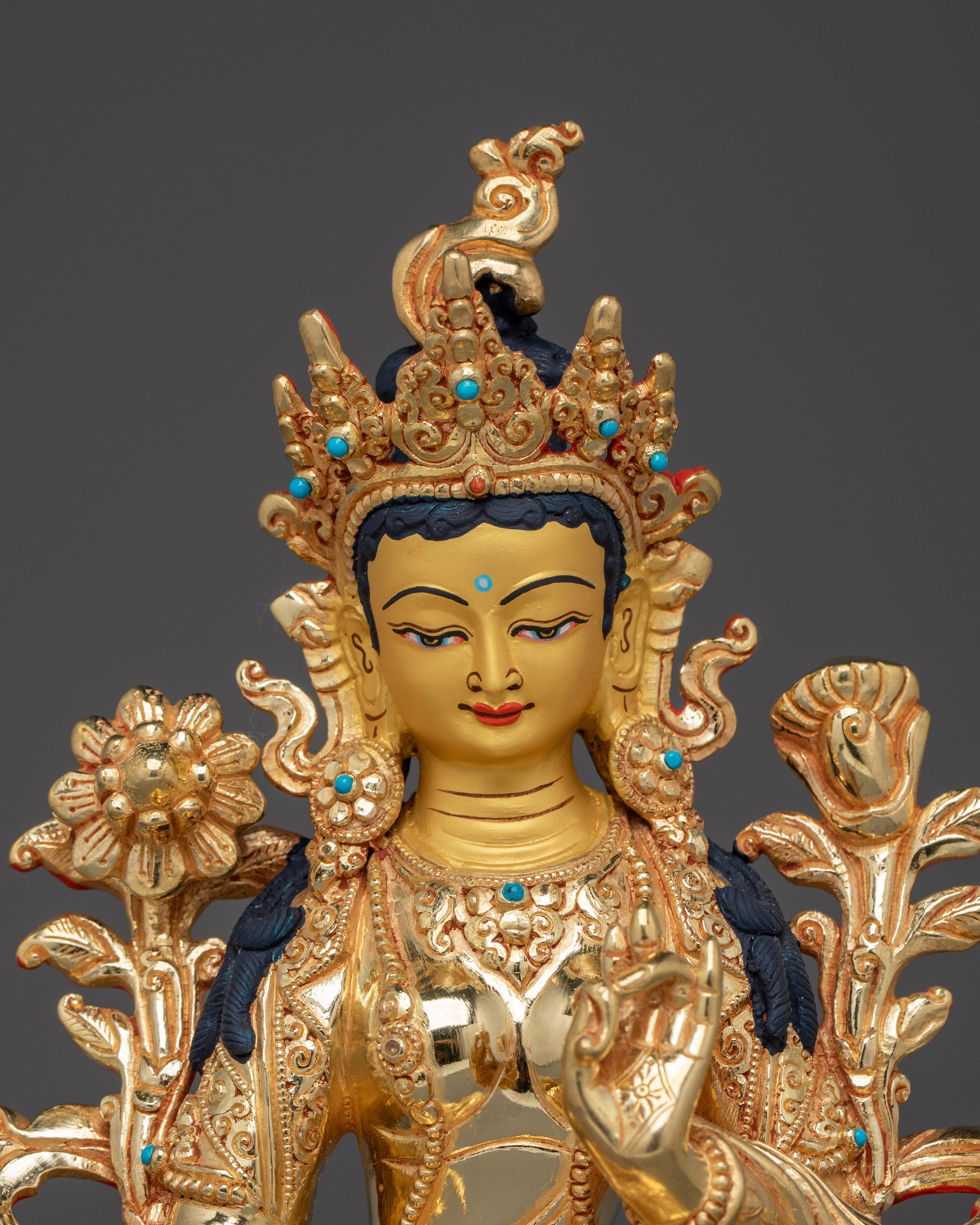 Shyama Tara Bodhisattva Handmade Artwork | Himalayan Green Tara Statue