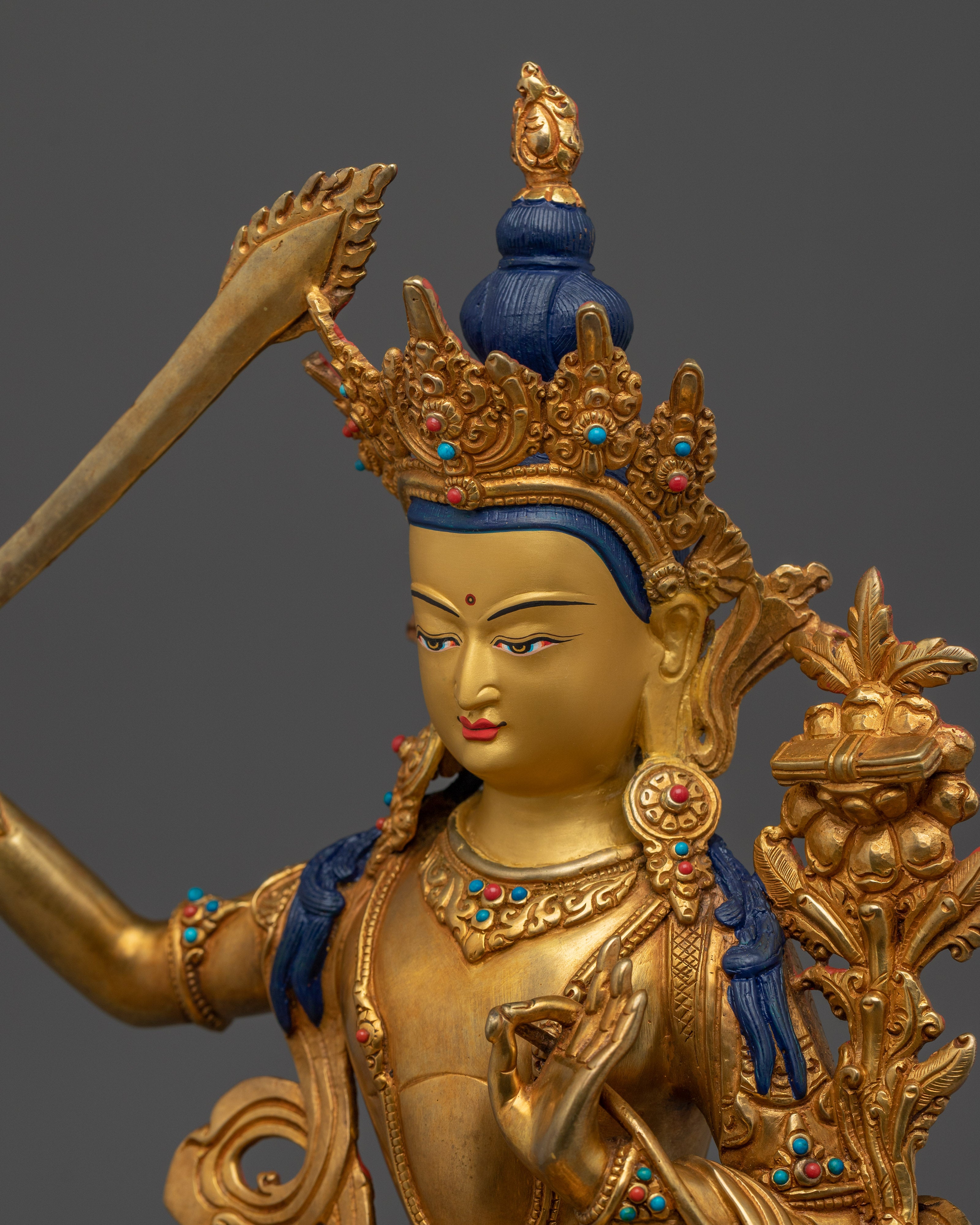 Enlightenment Deity Manjushri Sculpture | Sword-Wielding Wisdom Deity
