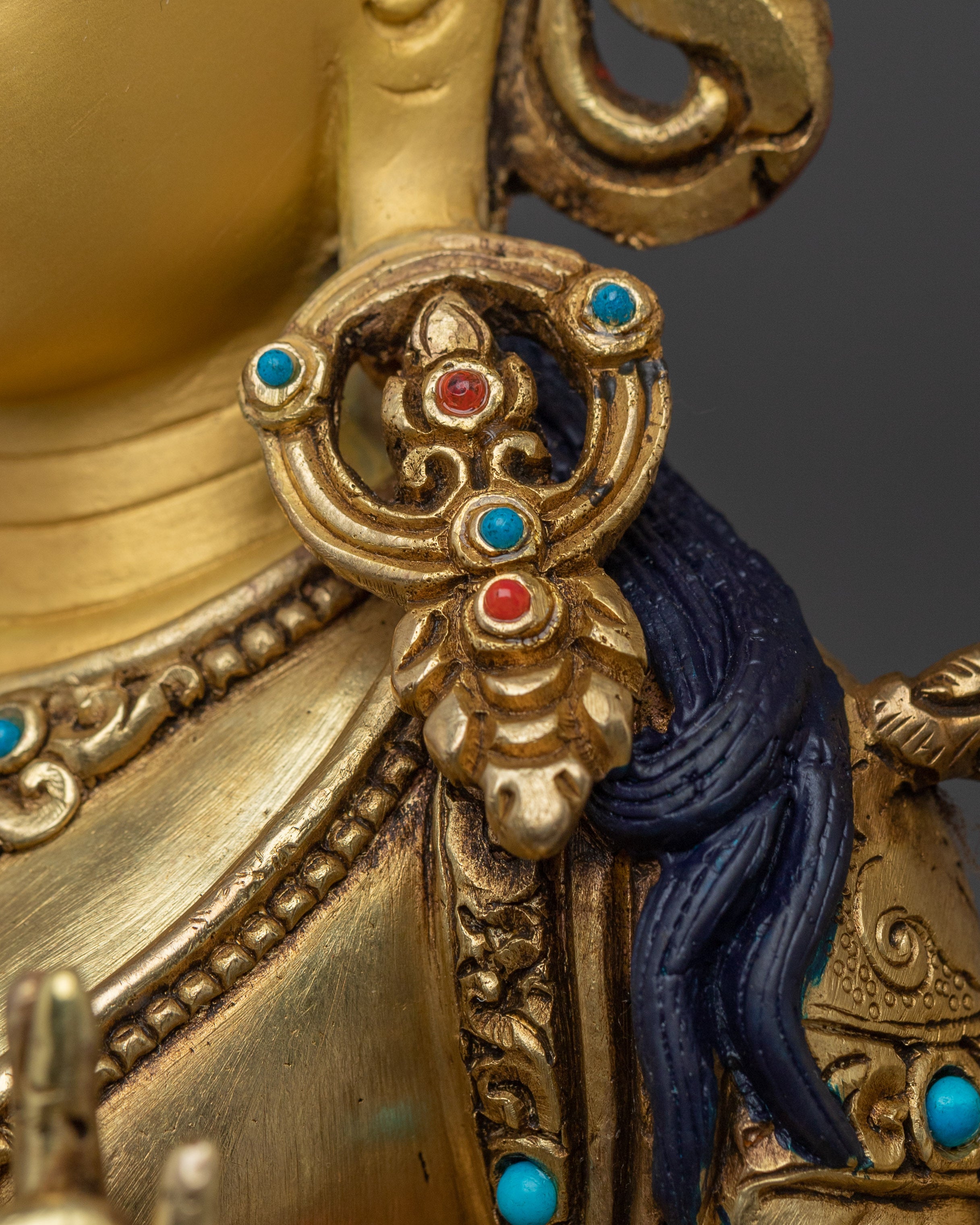 Handcrafted Green Tara Gold & Acrylic Detailing Statue | Goddess of Compassion and Protection