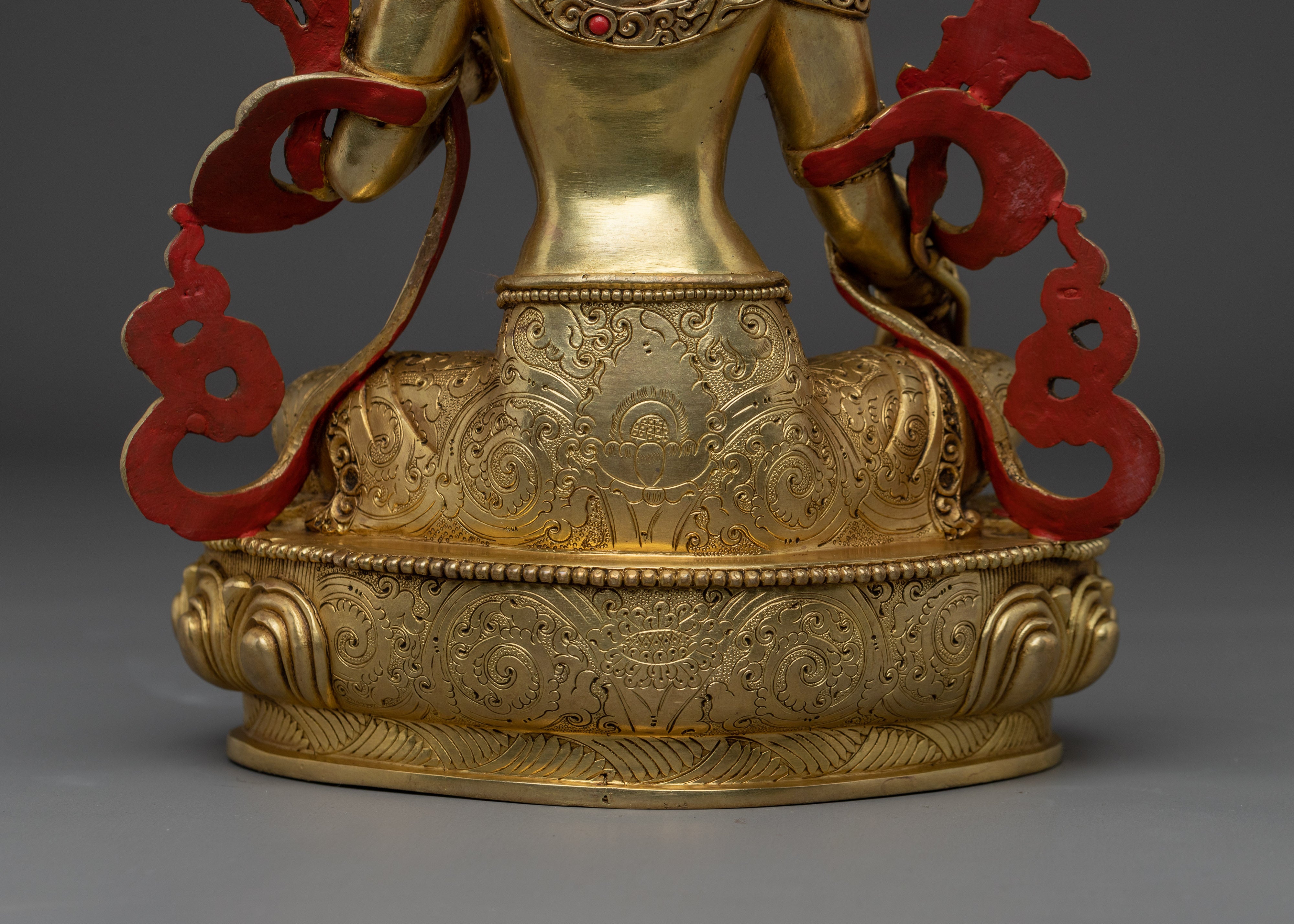 Handcrafted Green Tara Gold & Acrylic Detailing Statue | Goddess of Compassion and Protection