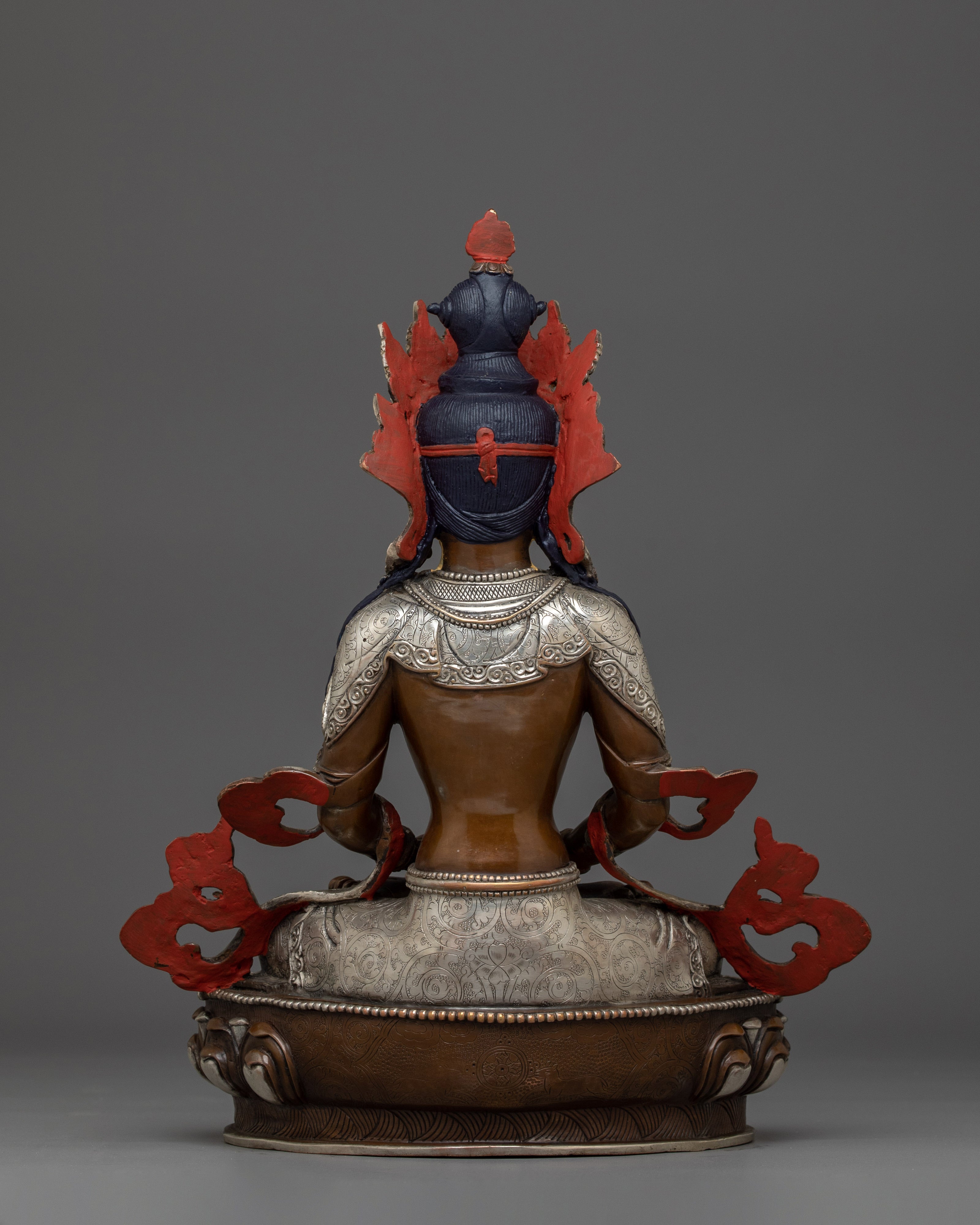 Handcrafted Amitayus Buddhist Copper Artwork | Spiritual Altar Decor for Meditation