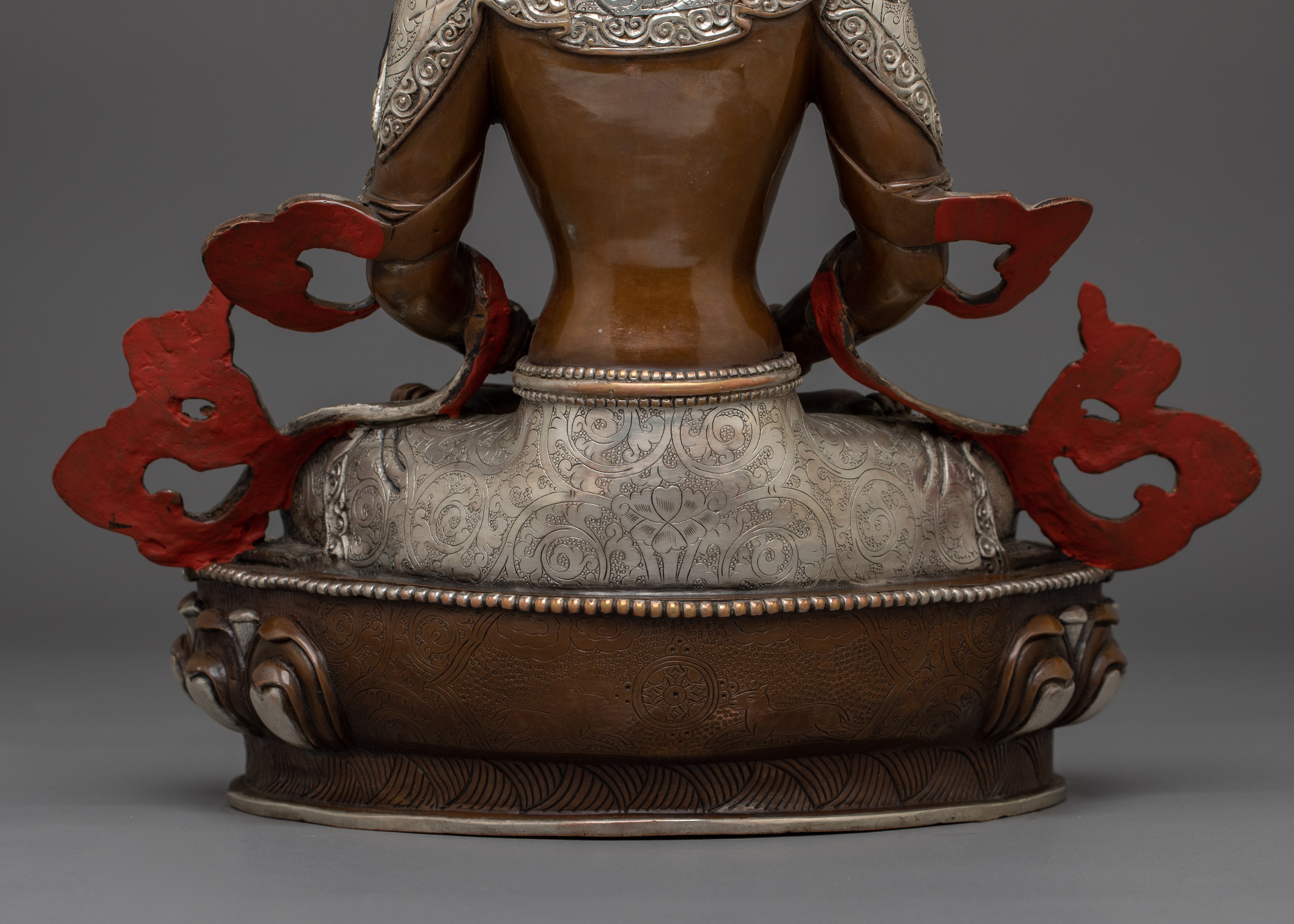 Handcrafted Amitayus Buddhist Copper Artwork | Spiritual Altar Decor for Meditation