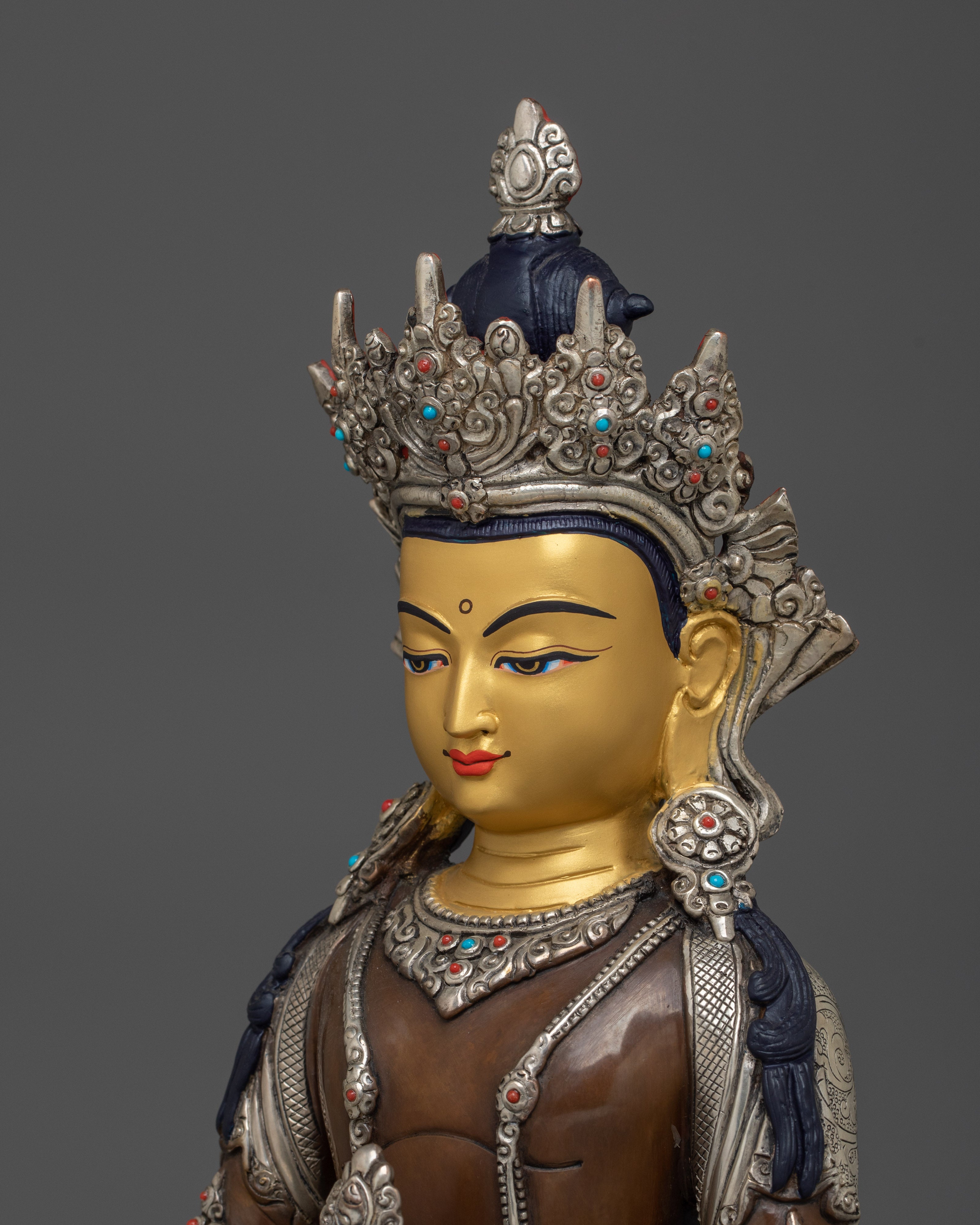 Handcrafted Amitayus Buddhist Copper Artwork | Spiritual Altar Decor for Meditation