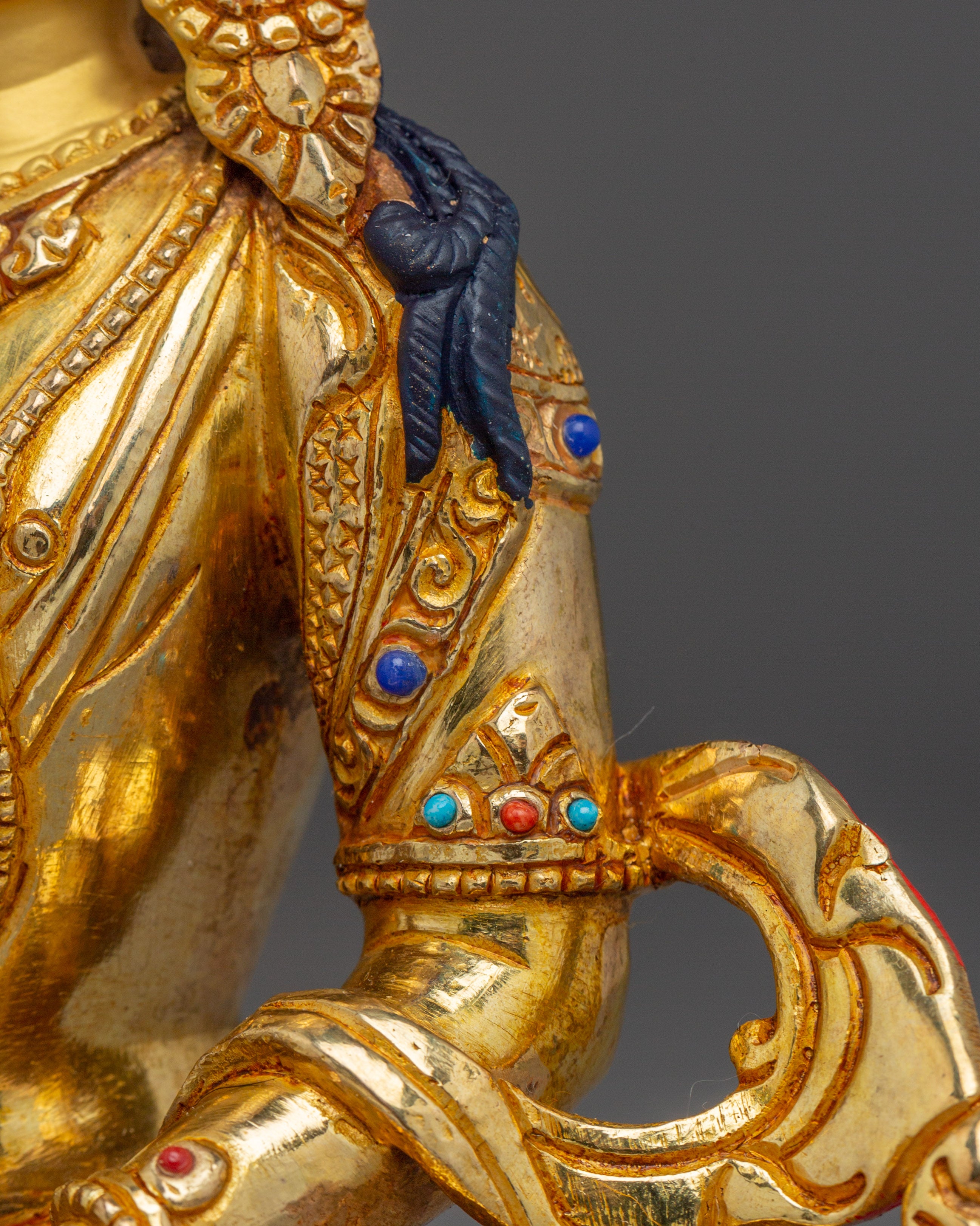 Tibetan Gold Gilded Amitayus Statue | Longevity & Healing Decor
