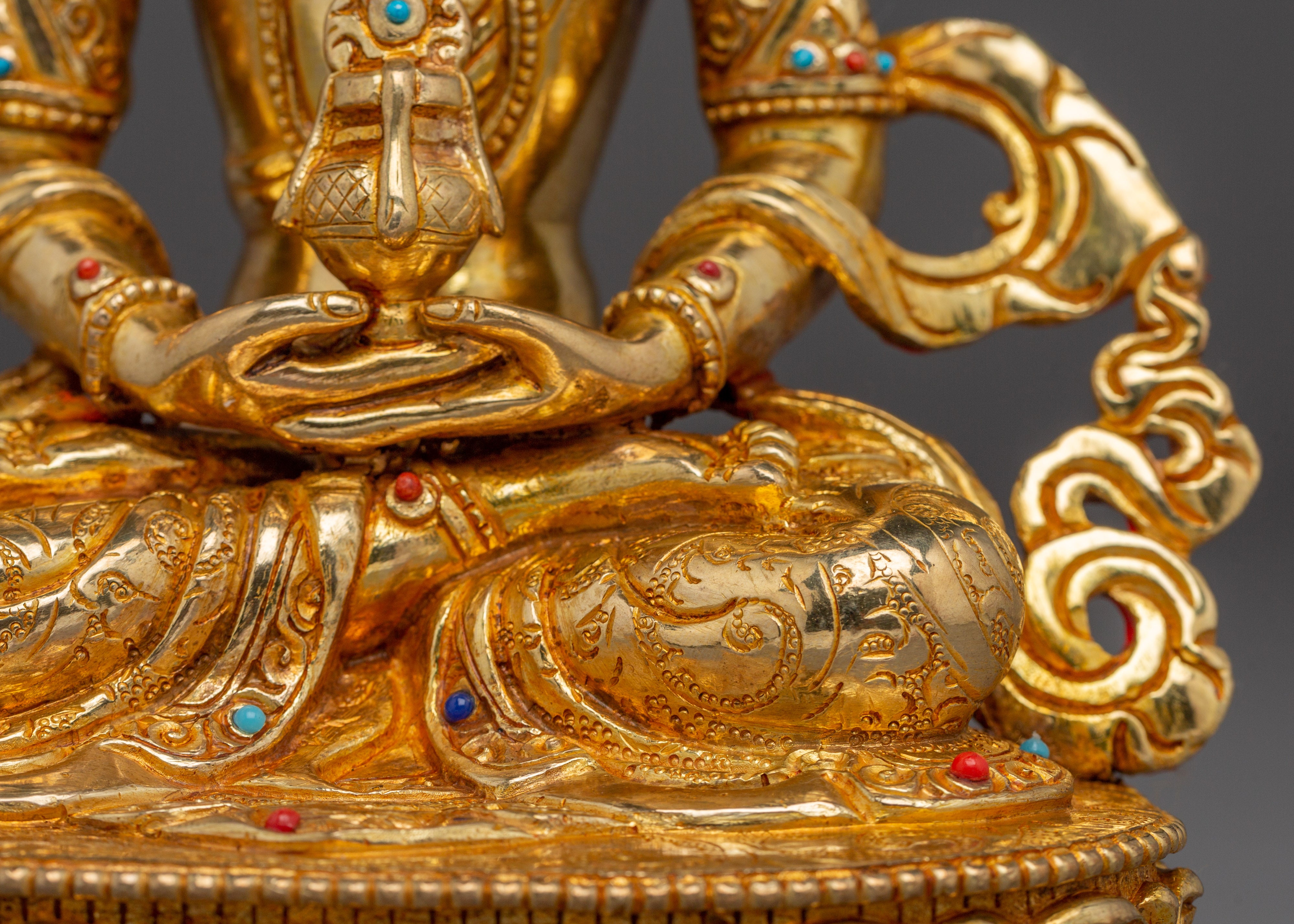 Tibetan Gold Gilded Amitayus Statue | Longevity & Healing Decor