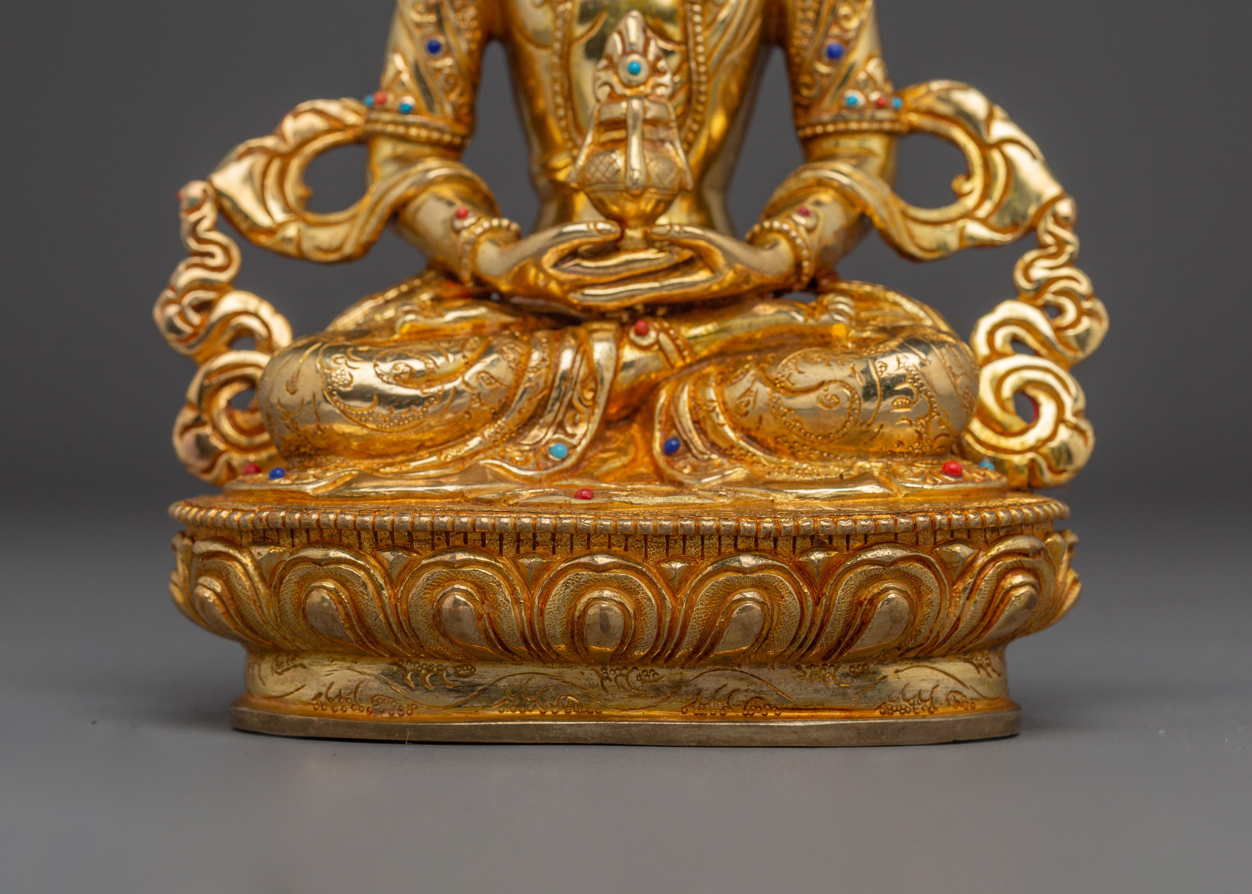 Tibetan Gold Gilded Amitayus Statue | Longevity & Healing Decor