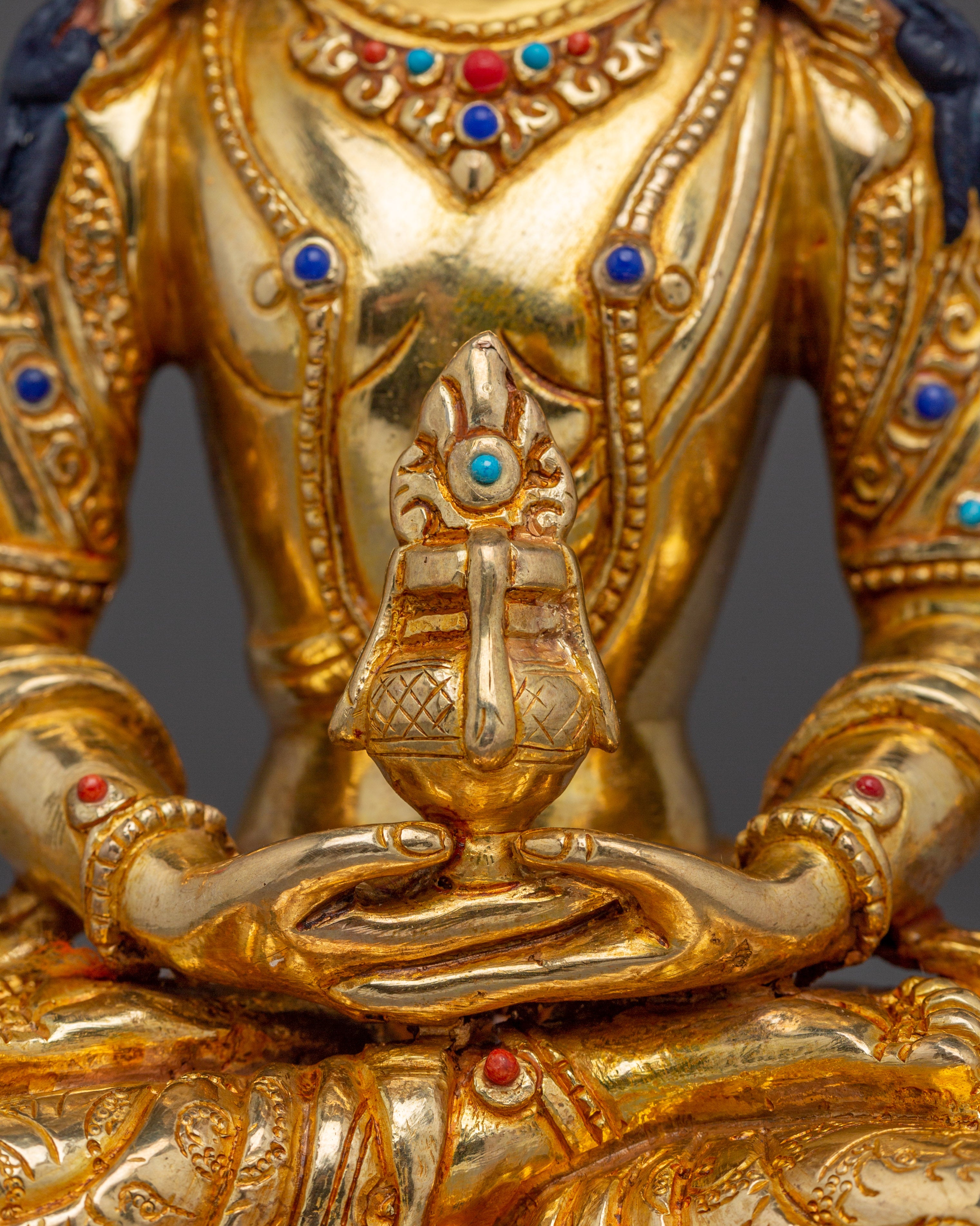 Tibetan Gold Gilded Amitayus Statue | Longevity & Healing Decor
