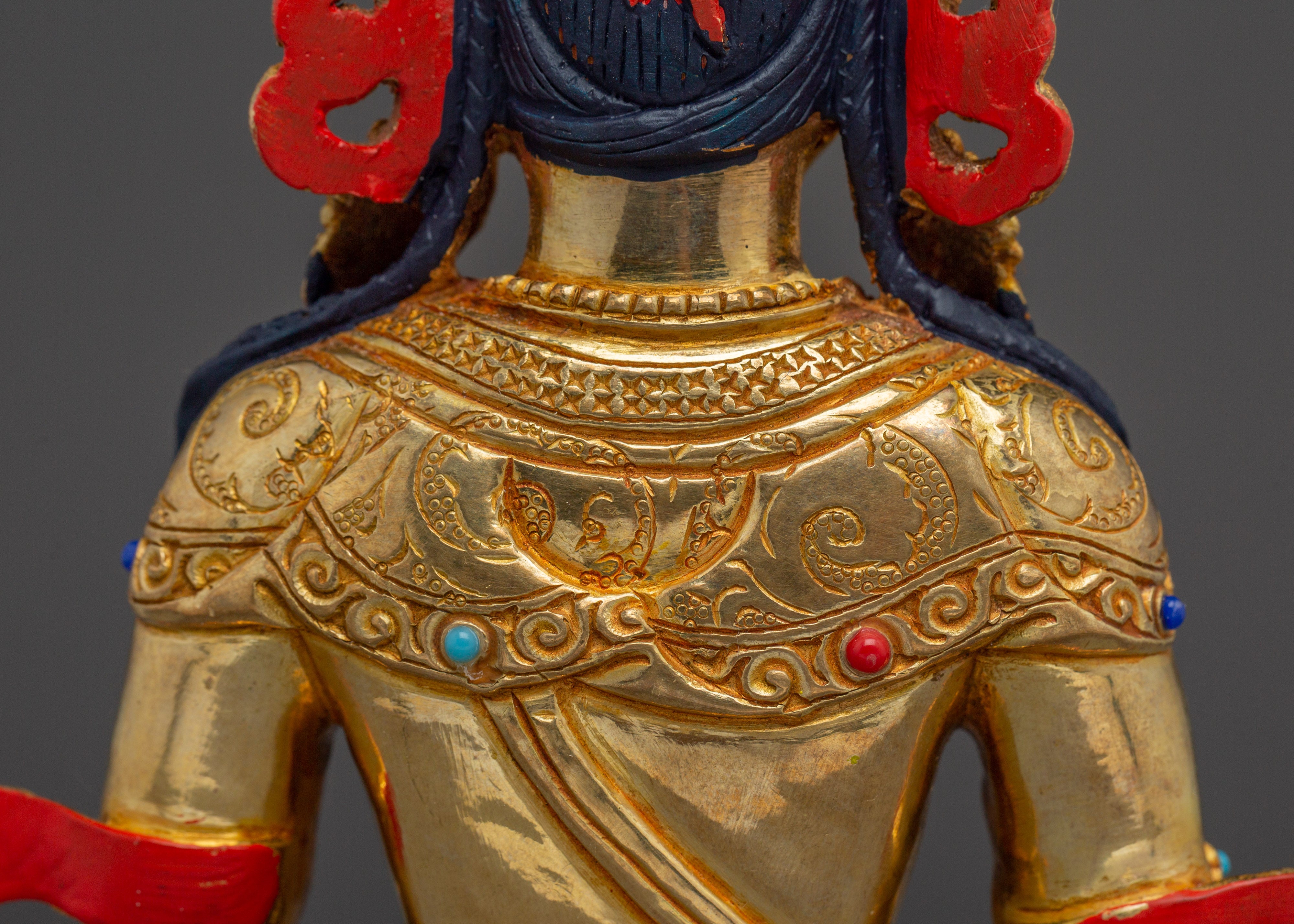 Tibetan Gold Gilded Amitayus Statue | Longevity & Healing Decor