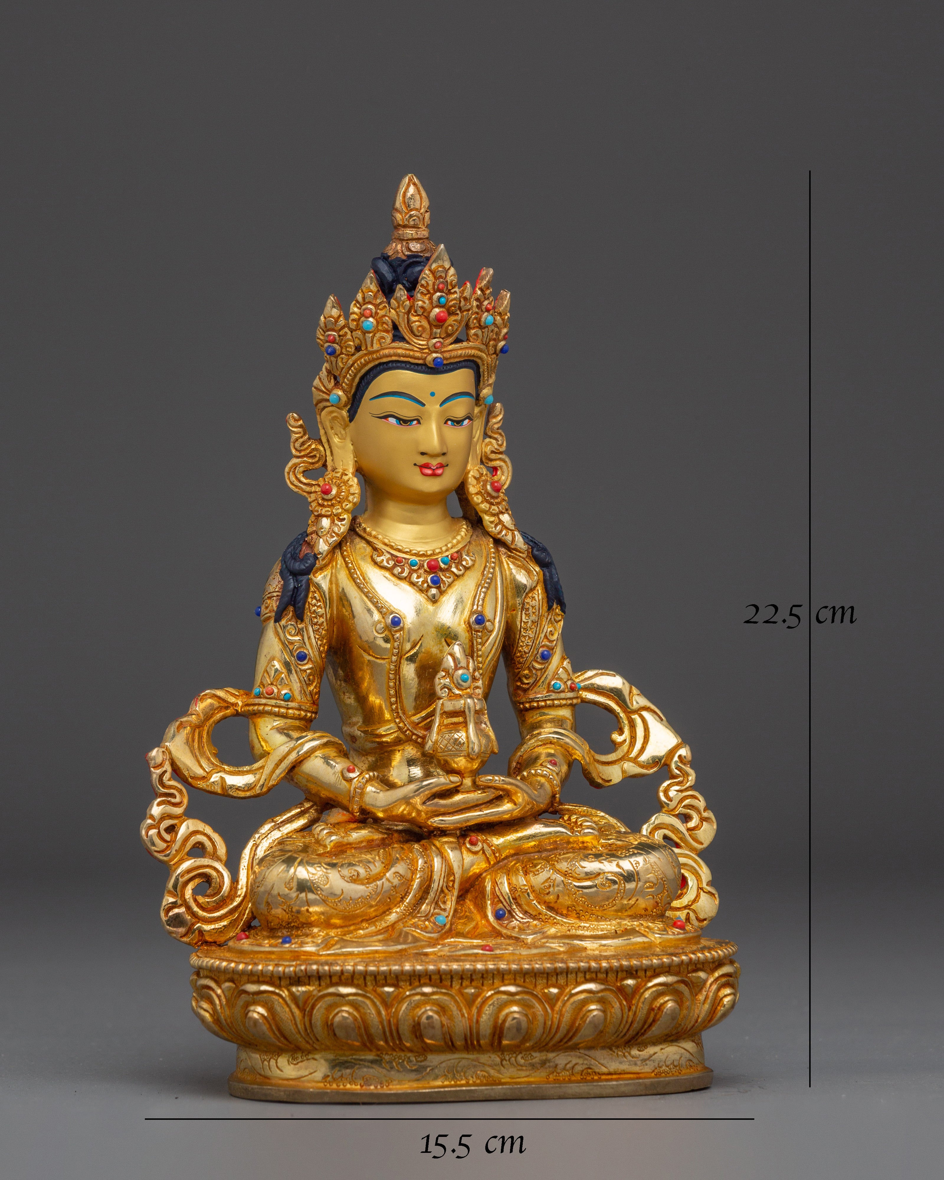 Tibetan Gold Gilded Amitayus Statue