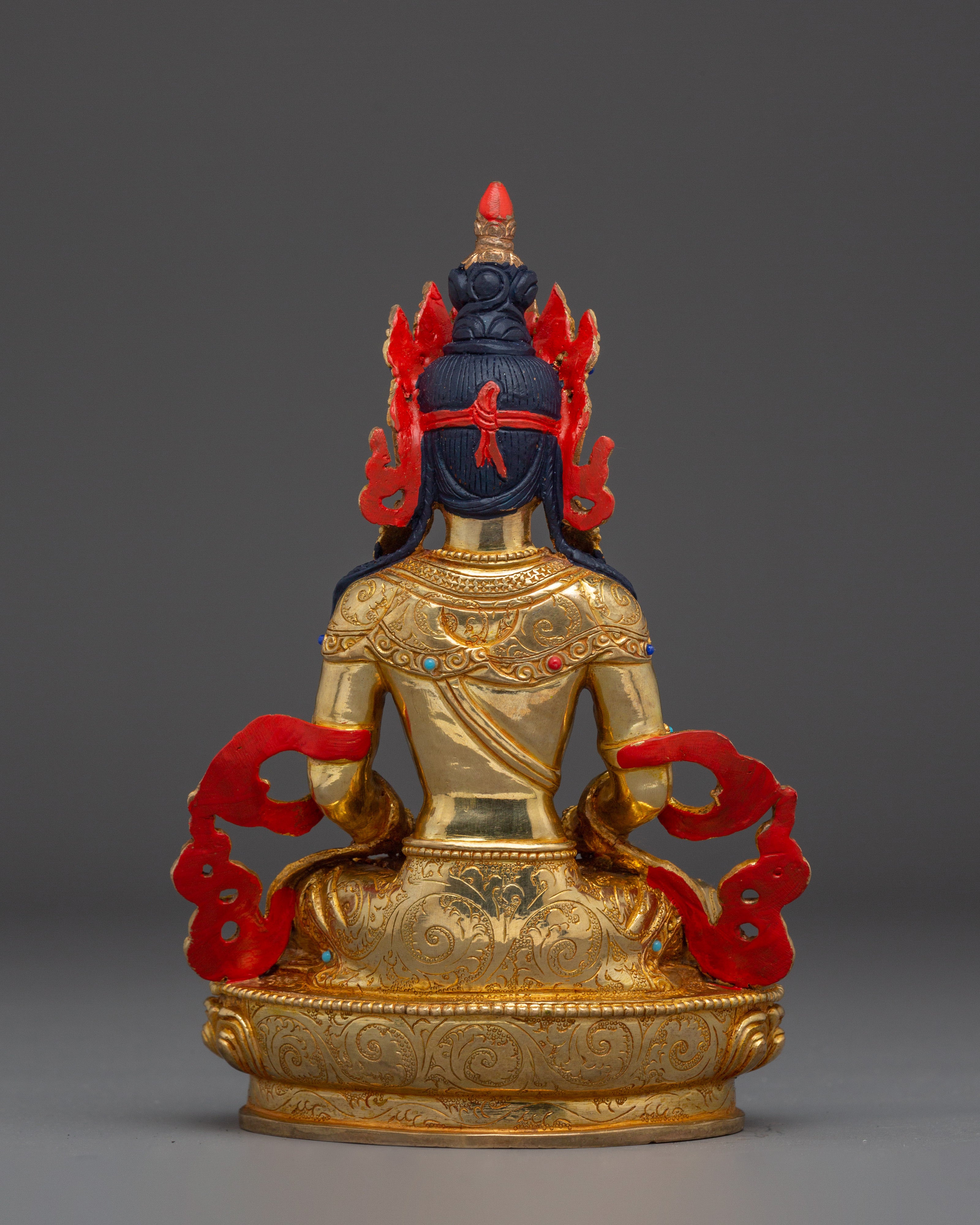 Tibetan Gold Gilded Amitayus Statue | Longevity & Healing Decor