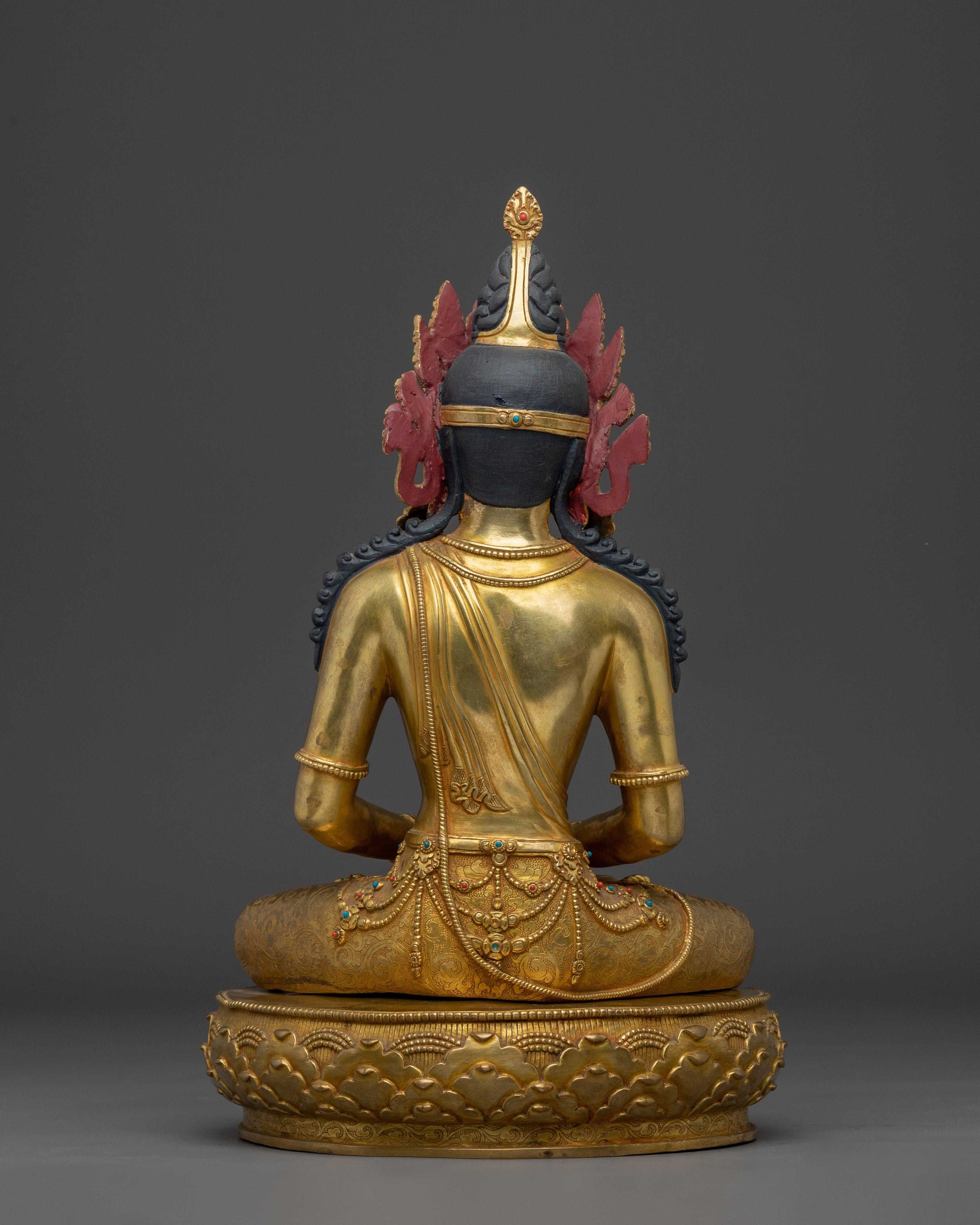 Tibetan Gold Gilded Crown Amitabha Buddha Statue | Peace & Wisdom Decor